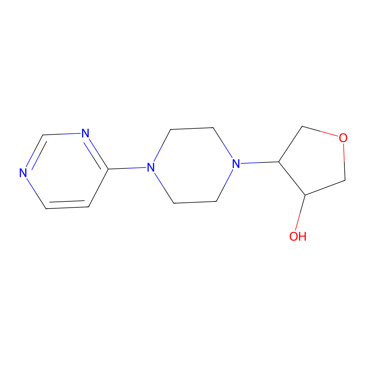 4-[4-(Pyrimidin-4-yl)piperazin-1-yl]oxolan-3-ol molecular structure, CAS 2741912-85-4