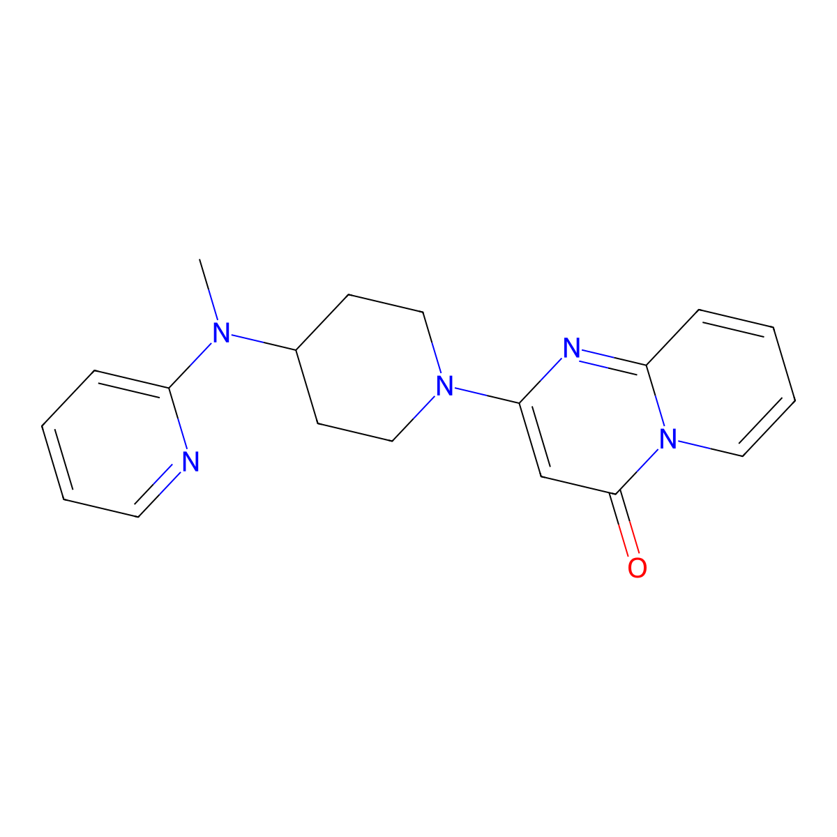 2-{4-[methyl(pyridin-2-yl)amino]piperidin-1-yl}-4H-pyrido[1,2-a]pyrimidin-4-one molecular structure, CAS 2741912-87-6