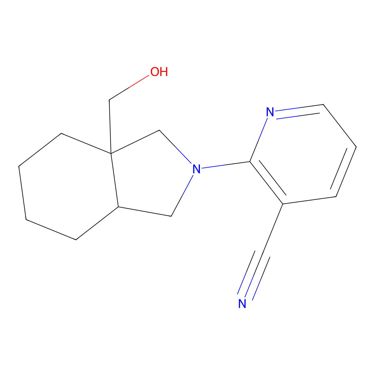 2-[3a-(hydroxymethyl)-octahydro-1H-isoindol-2-yl]pyridine-3-carbonitrile molecular structure, CAS 2741912-88-7