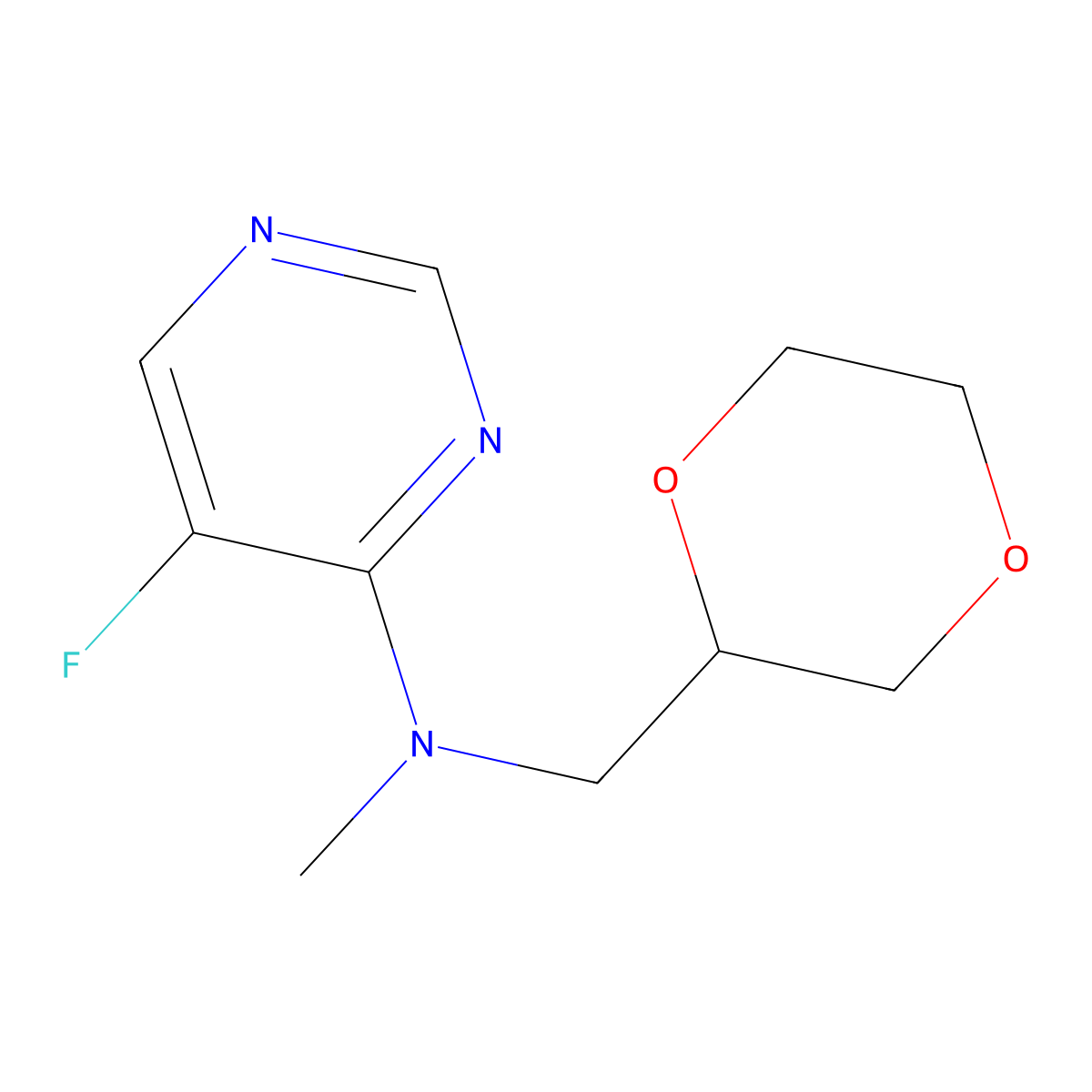 N-[(1,4-dioxan-2-yl)methyl]-5-fluoro-N-methylpyrimidin-4-amine molecular structure, CAS 2741912-91-2