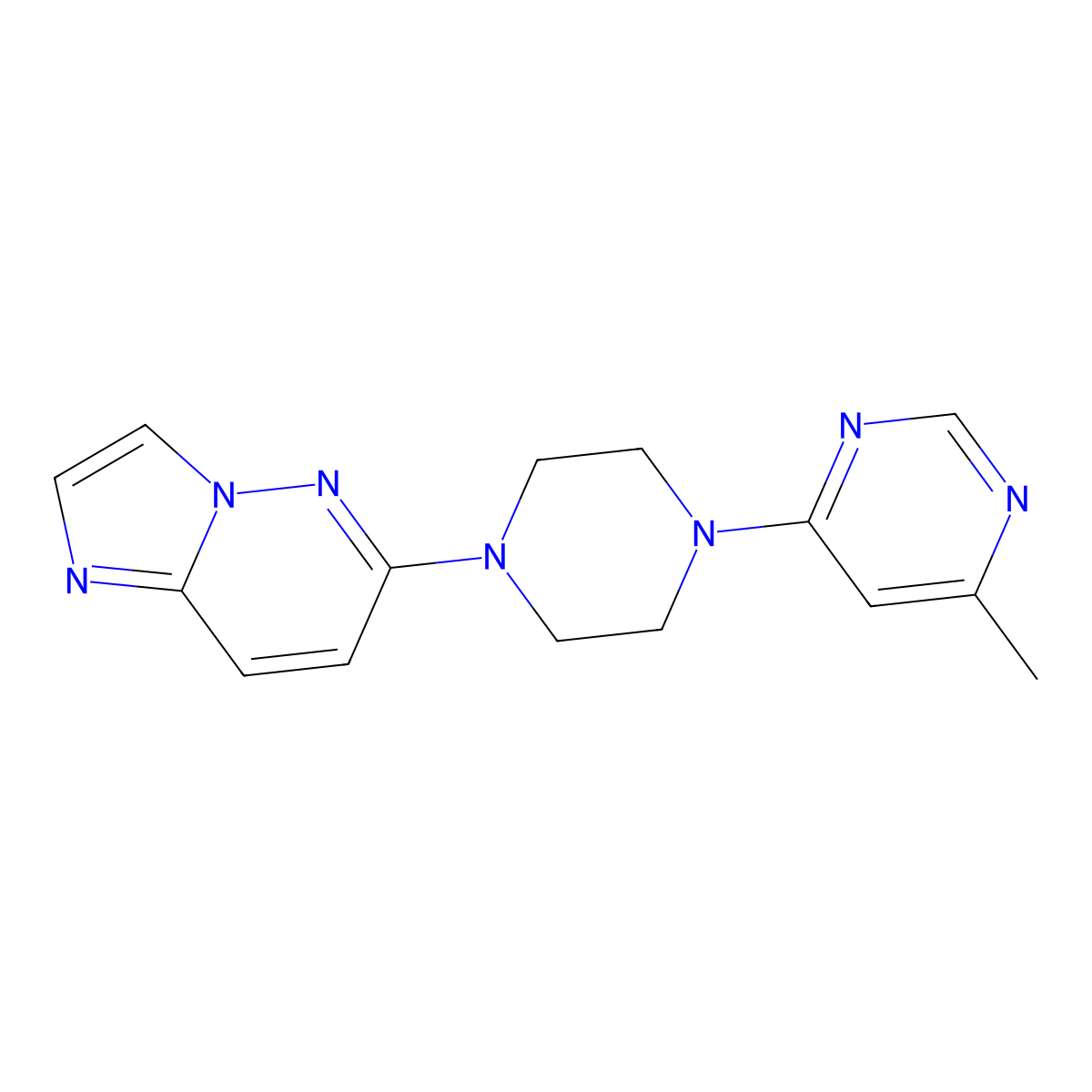 4-(4-{Imidazo[1,2-b]pyridazin-6-yl}piperazin-1-yl)-6-methylpyrimidine molecular structure, CAS 2741912-93-4