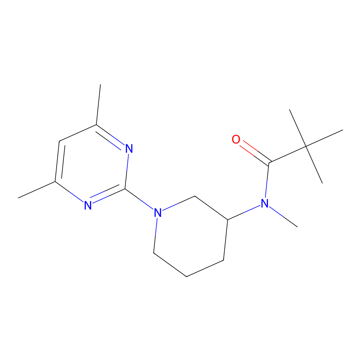 N-[1-(4,6-dimethylpyrimidin-2-yl)piperidin-3-yl]-N,2,2-trimethylpropanamide molecular structure, CAS 2741912-96-7