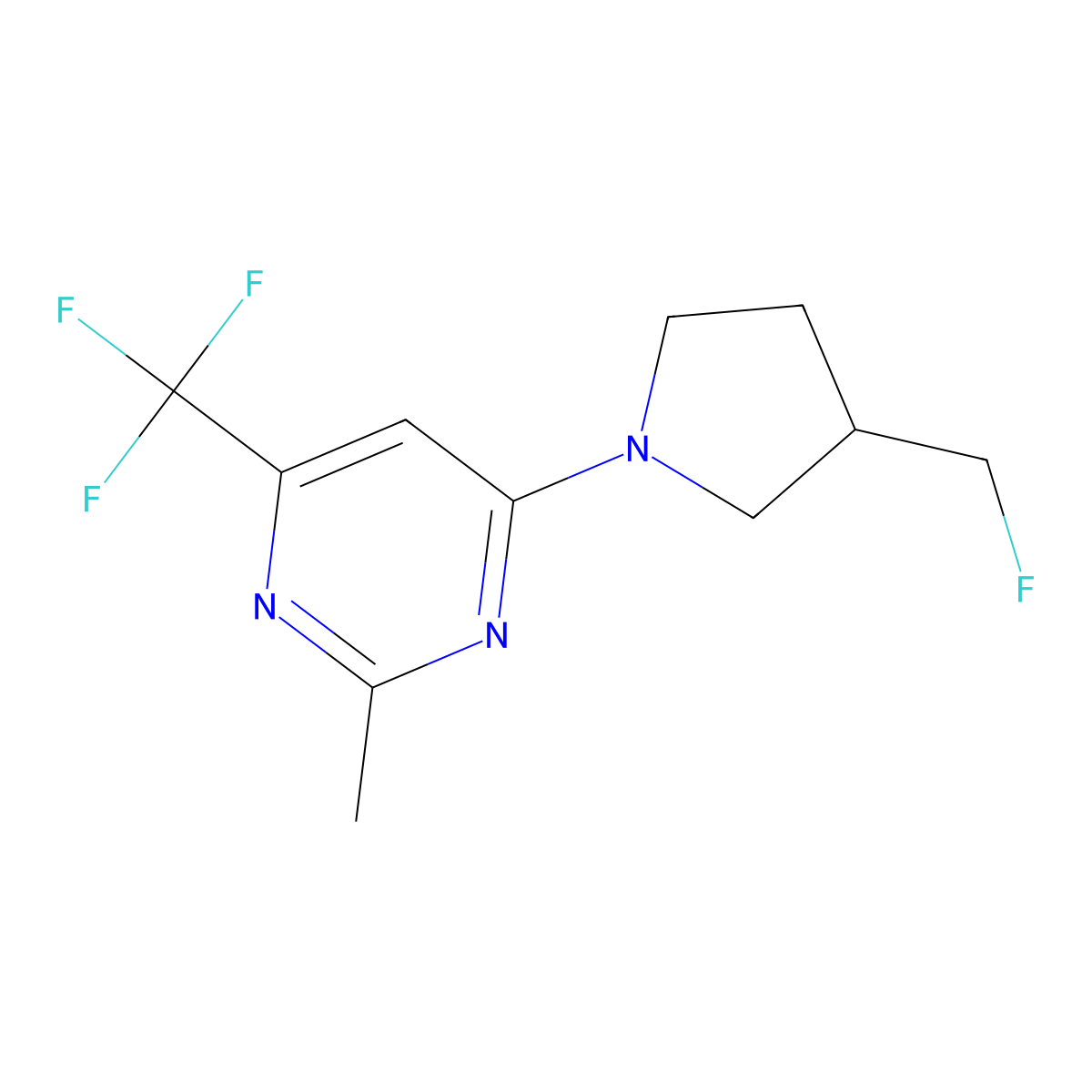 4-[3-(Fluoromethyl)pyrrolidin-1-yl]-2-methyl-6-(trifluoromethyl)pyrimidine molecular structure, CAS 2741912-97-8