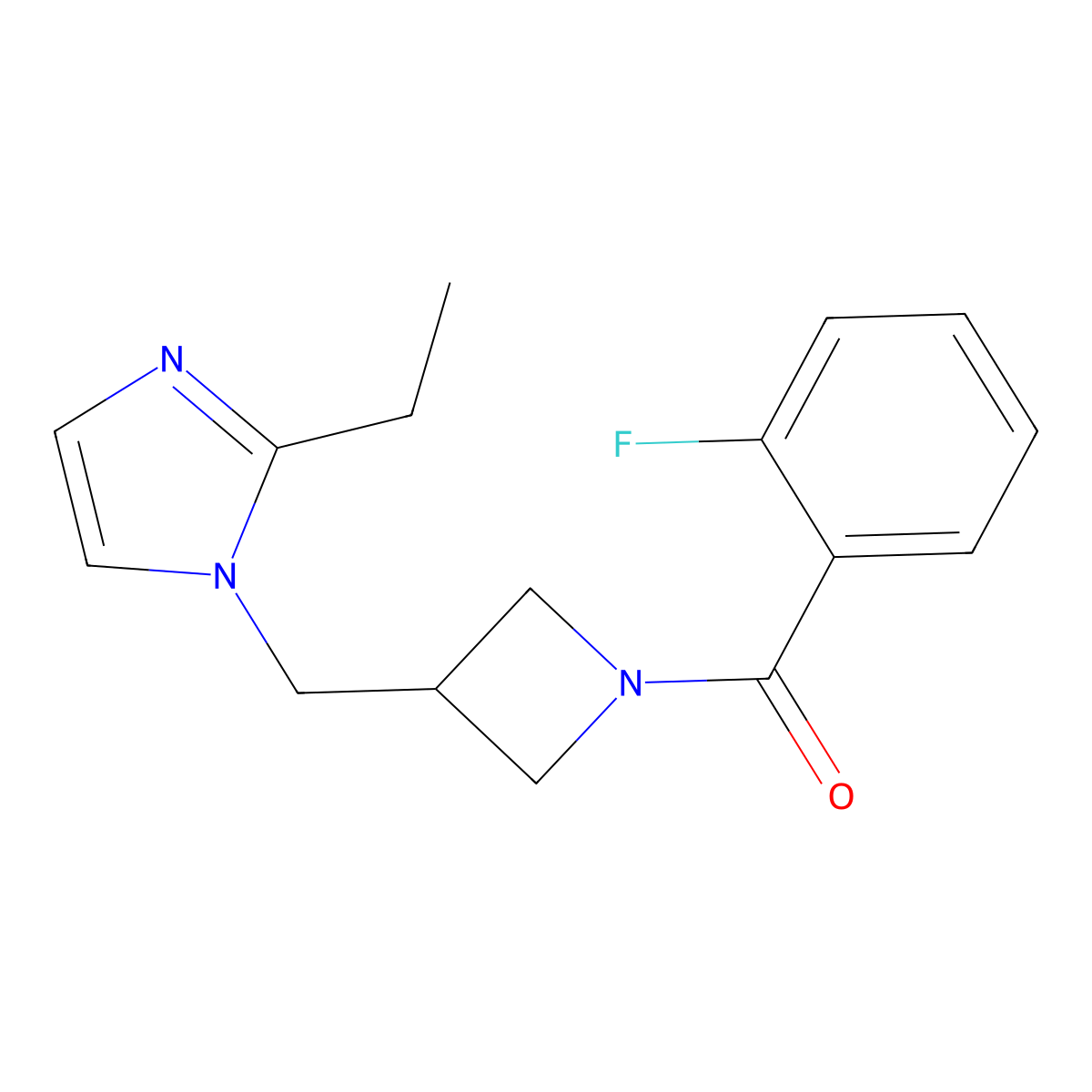 2-ethyl-1-{[1-(2-fluorobenzoyl)azetidin-3-yl]methyl}-1H-imidazole molecular structure, CAS 2741912-98-9