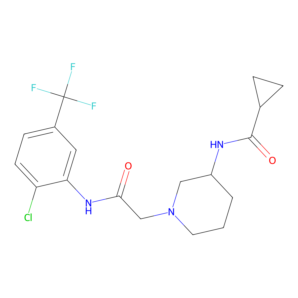 N-[1-({[2-chloro-5-(trifluoromethyl)phenyl]carbamoyl}methyl)piperidin-3-yl]cyclopropanecarboxamide molecular structure, CAS 2741912-99-0