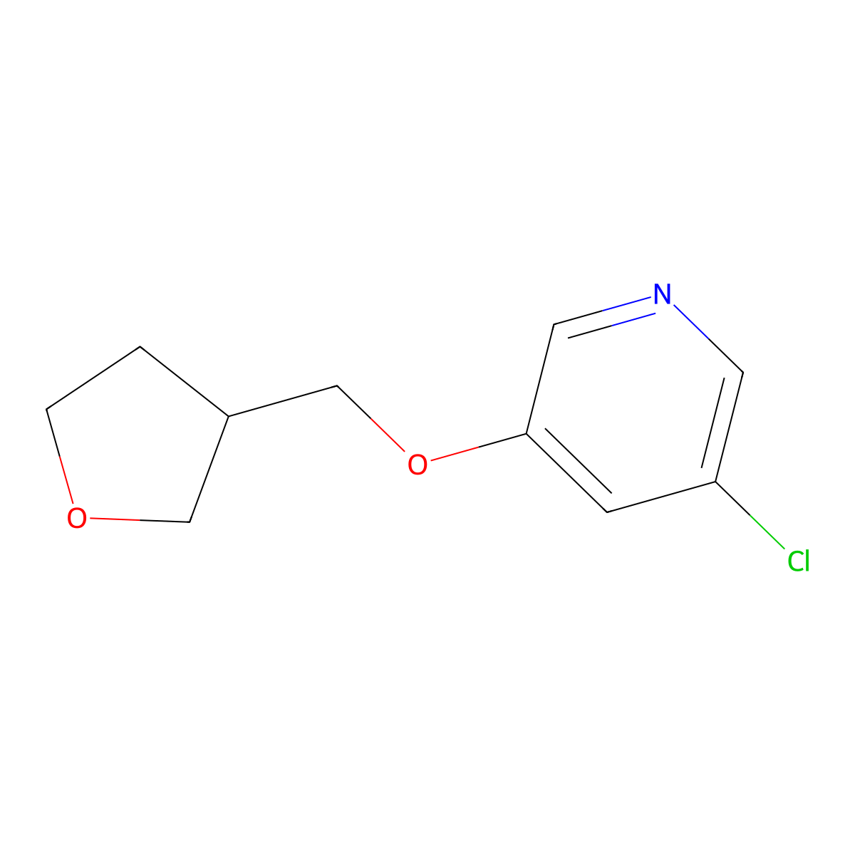 3-Chloro-5-[(oxolan-3-yl)methoxy]pyridine molecular structure, CAS 2741913-01-7