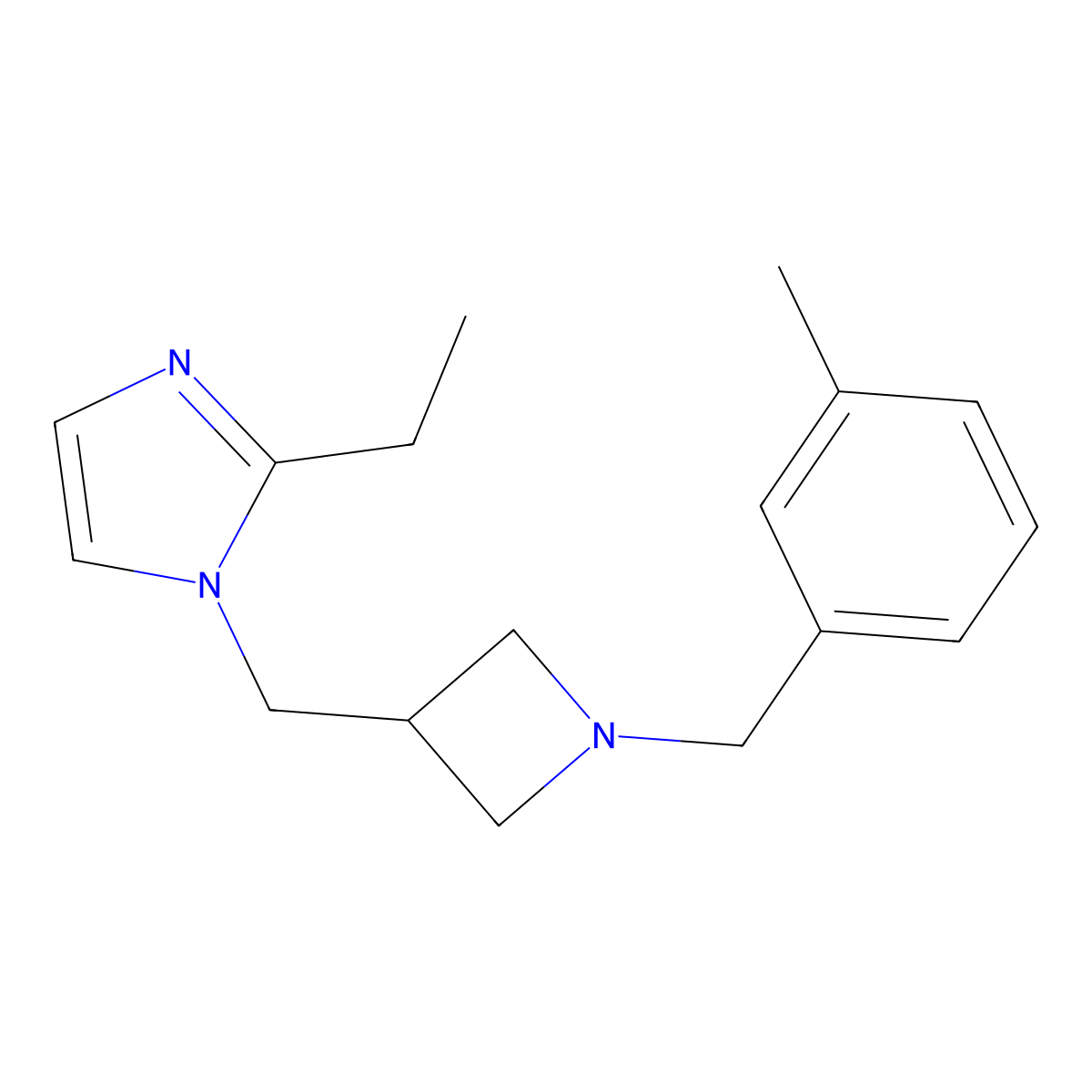 2-ethyl-1-({1-[(3-methylphenyl)methyl]azetidin-3-yl}methyl)-1H-imidazole molecular structure, CAS 2741913-02-8