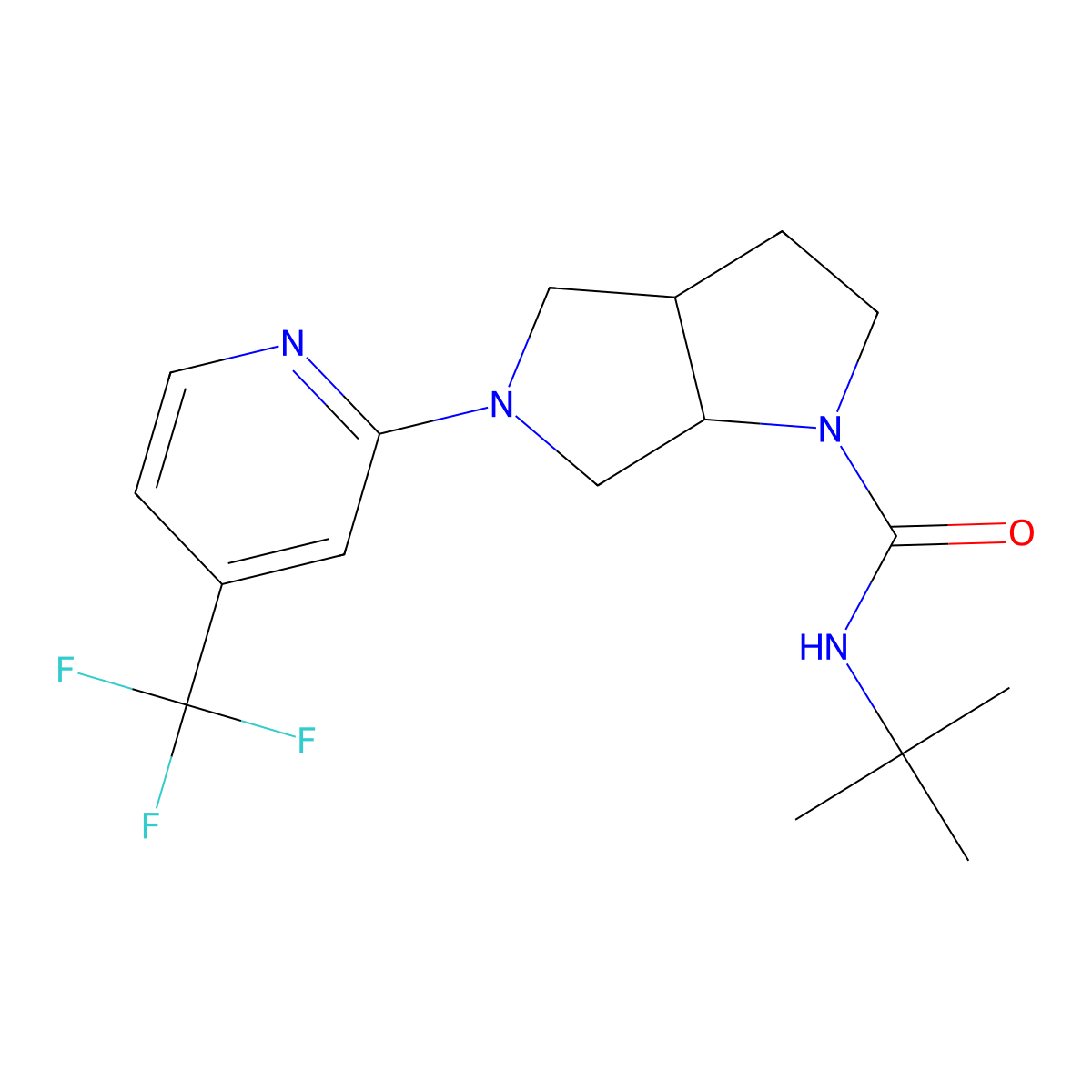 N-tert-butyl-5-[4-(trifluoromethyl)pyridin-2-yl]-octahydropyrrolo[3,4-b]pyrrole-1-carboxamide molecular structure, CAS 2741913-08-4