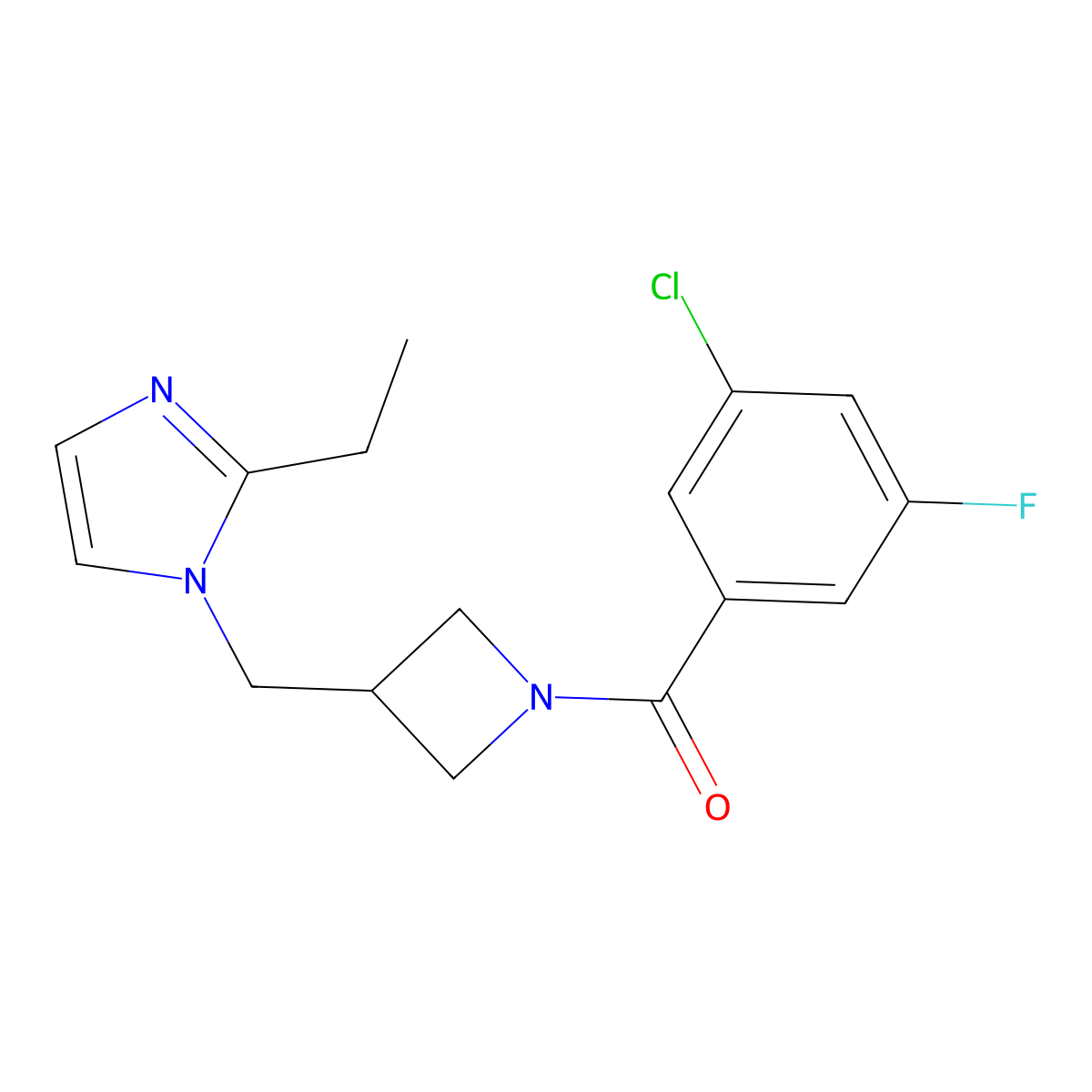 1-{[1-(3-chloro-5-fluorobenzoyl)azetidin-3-yl]methyl}-2-ethyl-1H-imidazole molecular structure, CAS 2741913-09-5