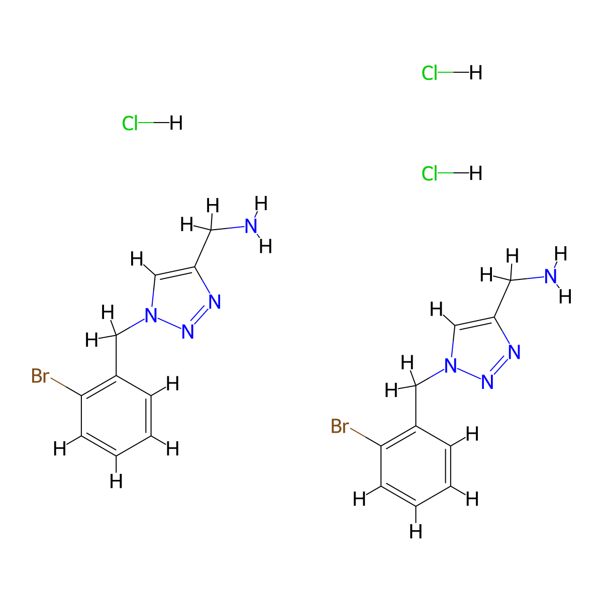 bis(1-{1-[(2-bromophenyl)methyl]-1H-1,2,3-triazol-4-yl}methanamine) trihydrochloride molecular structure, CAS 2741913-10-8