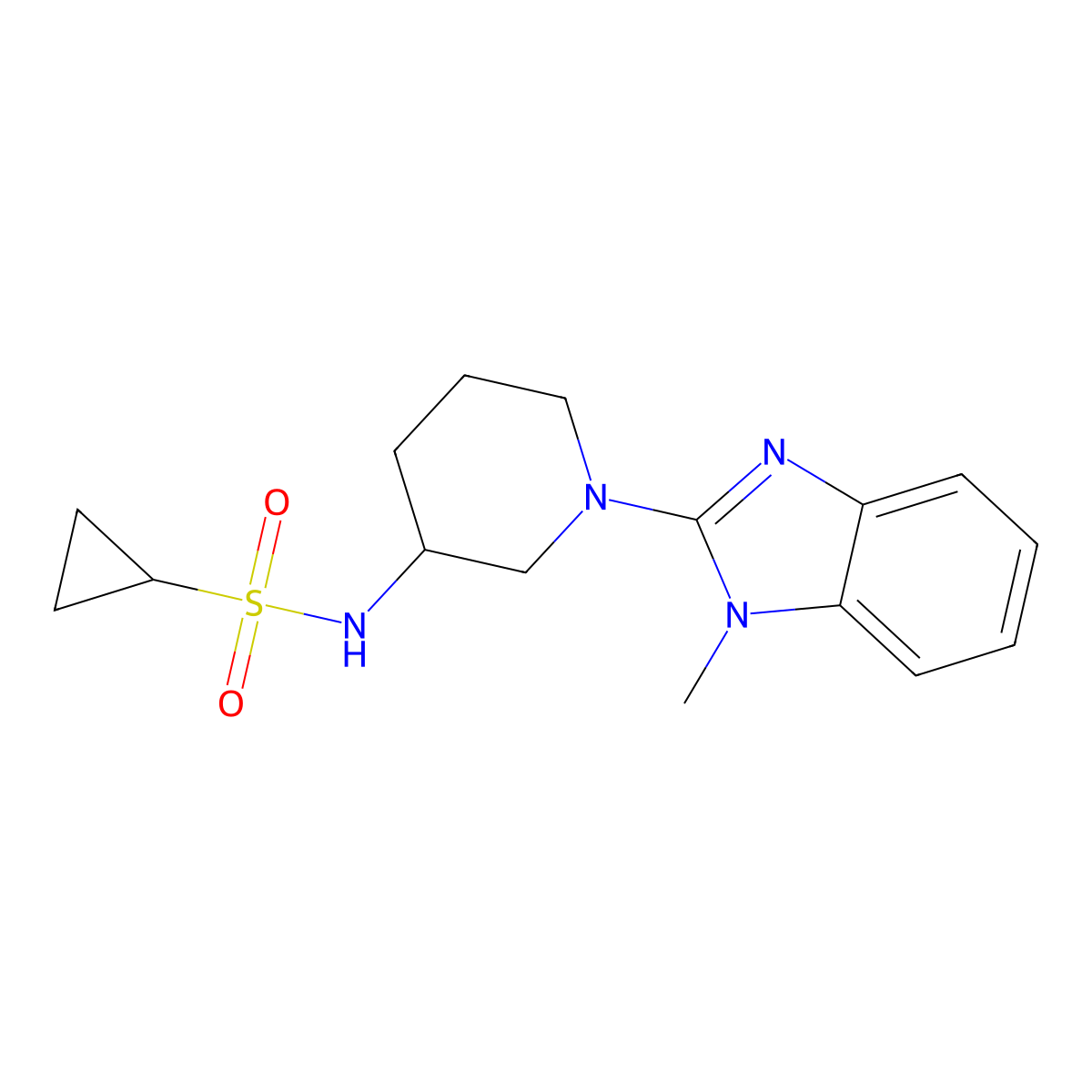N-[1-(1-methyl-1H-1,3-benzodiazol-2-yl)piperidin-3-yl]cyclopropanesulfonamide molecular structure, CAS 2741913-18-6