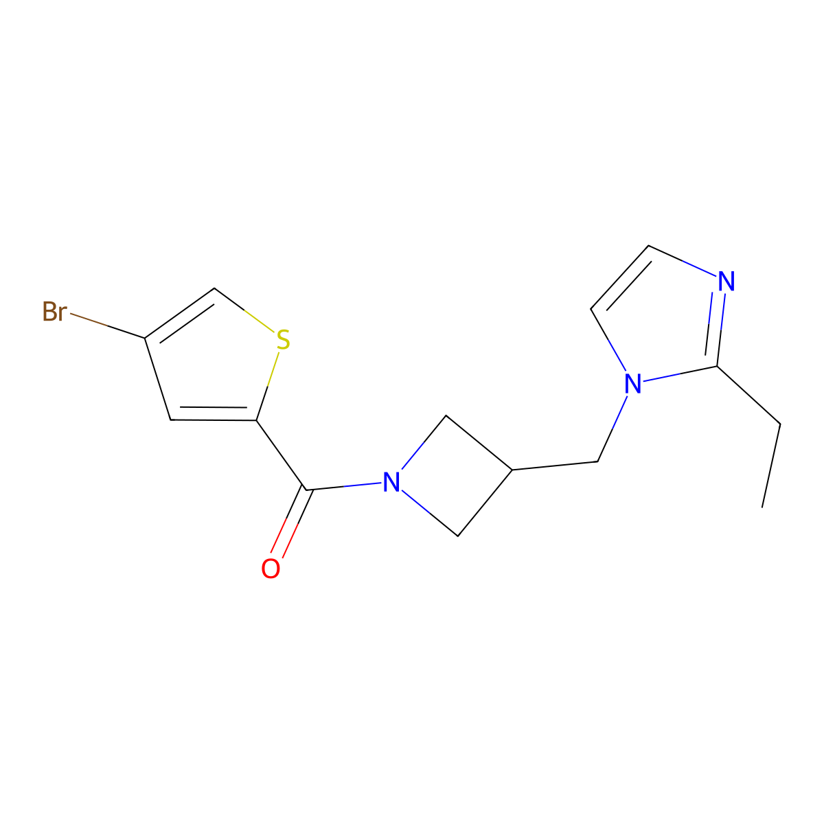 1-{[1-(4-bromothiophene-2-carbonyl)azetidin-3-yl]methyl}-2-ethyl-1H-imidazole molecular structure, CAS 2741913-19-7