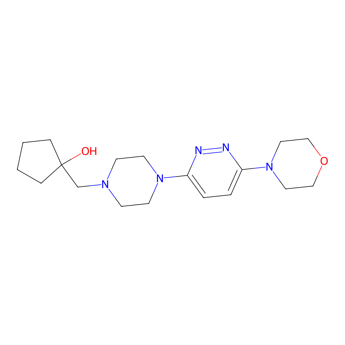 1-({4-[6-(Morpholin-4-yl)pyridazin-3-yl]piperazin-1-yl}methyl)cyclopentan-1-ol molecular structure, CAS 2741913-20-0