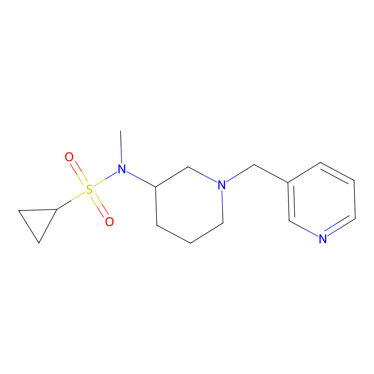 N-methyl-N-{1-[(pyridin-3-yl)methyl]piperidin-3-yl}cyclopropanesulfonamide molecular structure, CAS 2741913-22-2