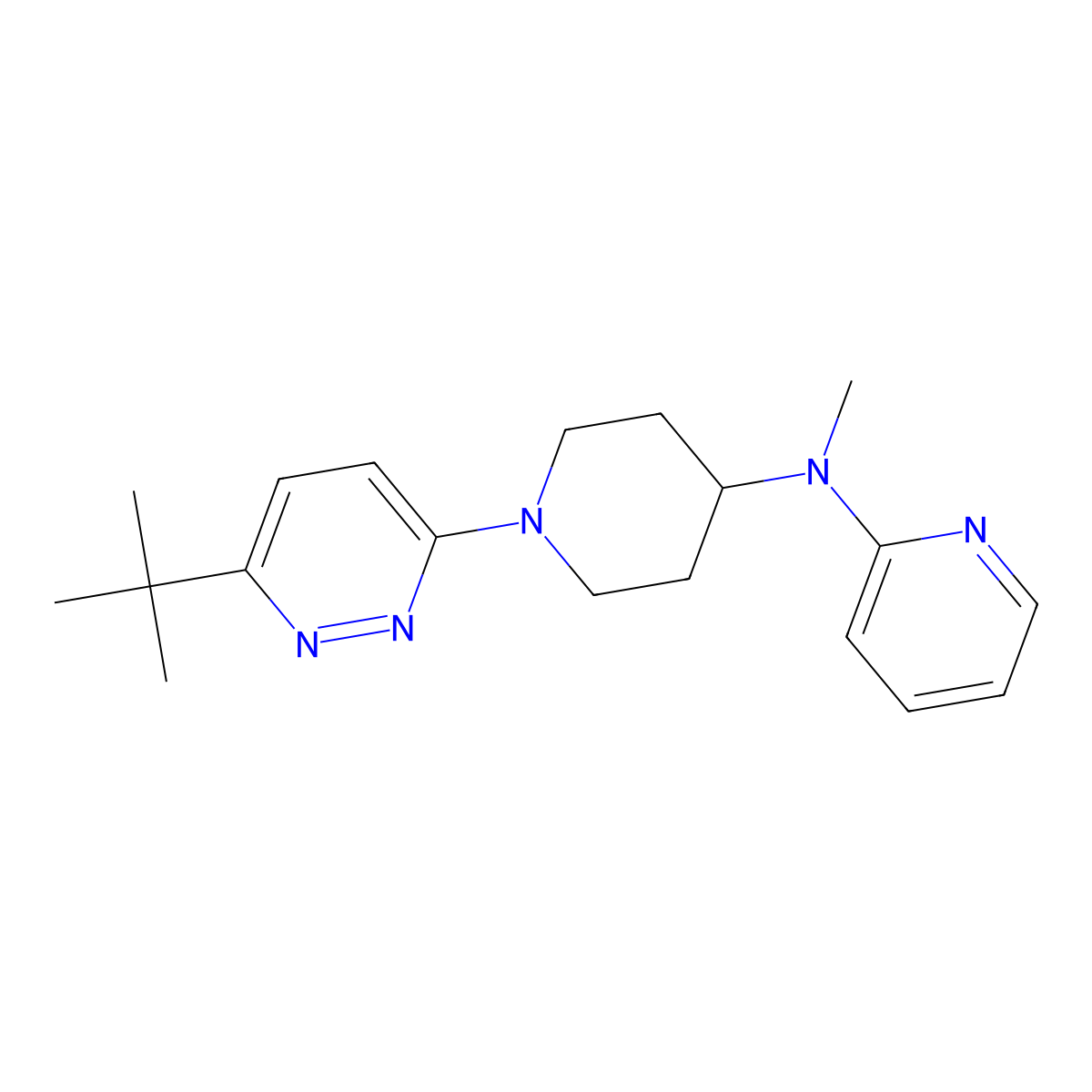 N-[1-(6-tert-butylpyridazin-3-yl)piperidin-4-yl]-N-methylpyridin-2-amine molecular structure, CAS 2741913-24-4