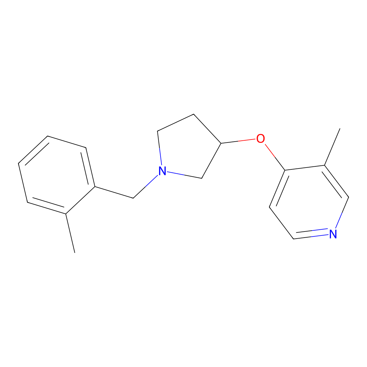3-Methyl-4-({1-[(2-methylphenyl)methyl]pyrrolidin-3-yl}oxy)pyridine molecular structure, CAS 2741913-25-5