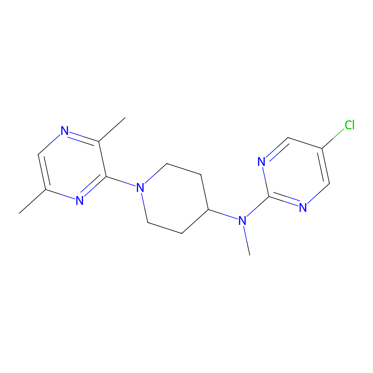 5-chloro-N-[1-(3,6-dimethylpyrazin-2-yl)piperidin-4-yl]-N-methylpyrimidin-2-amine molecular structure, CAS 2741913-26-6