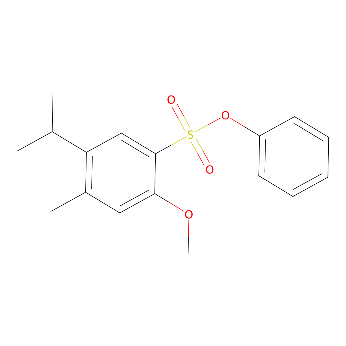 Phenyl 2-methoxy-4-methyl-5-(propan-2-yl)benzene-1-sulfonate molecular structure, CAS 2741913-29-9