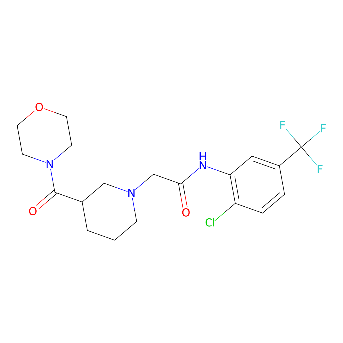 N-[2-chloro-5-(trifluoromethyl)phenyl]-2-[3-(morpholine-4-carbonyl)piperidin-1-yl]acetamide molecular structure, CAS 2741913-32-4