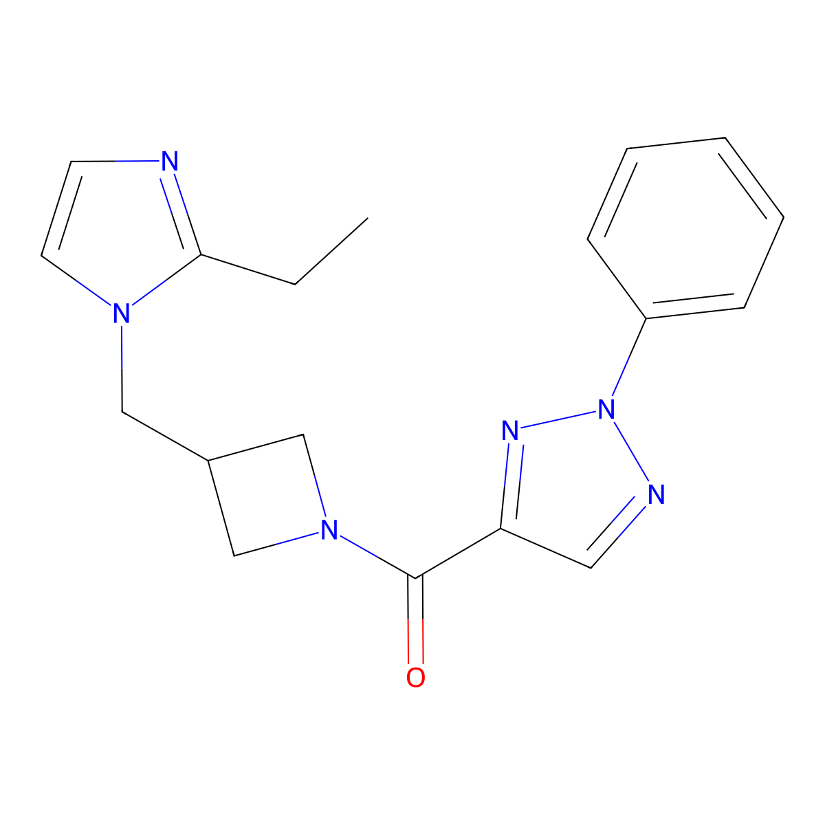 4-{3-[(2-ethyl-1H-imidazol-1-yl)methyl]azetidine-1-carbonyl}-2-phenyl-2H-1,2,3-triazole molecular structure, CAS 2741913-35-7