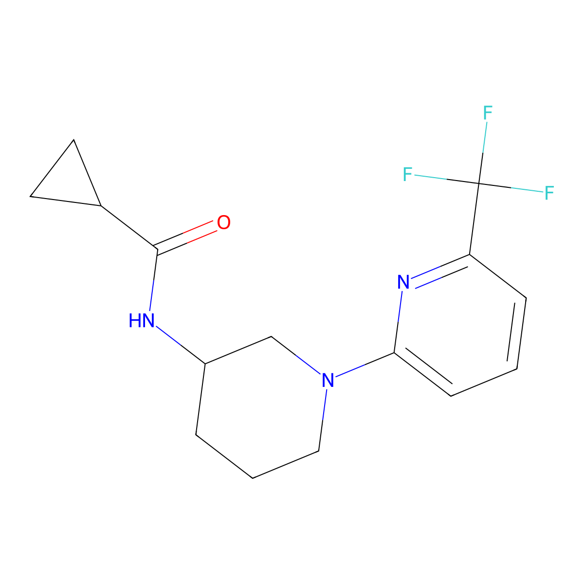 N-{1-[6-(trifluoromethyl)pyridin-2-yl]piperidin-3-yl}cyclopropanecarboxamide molecular structure, CAS 2741913-36-8