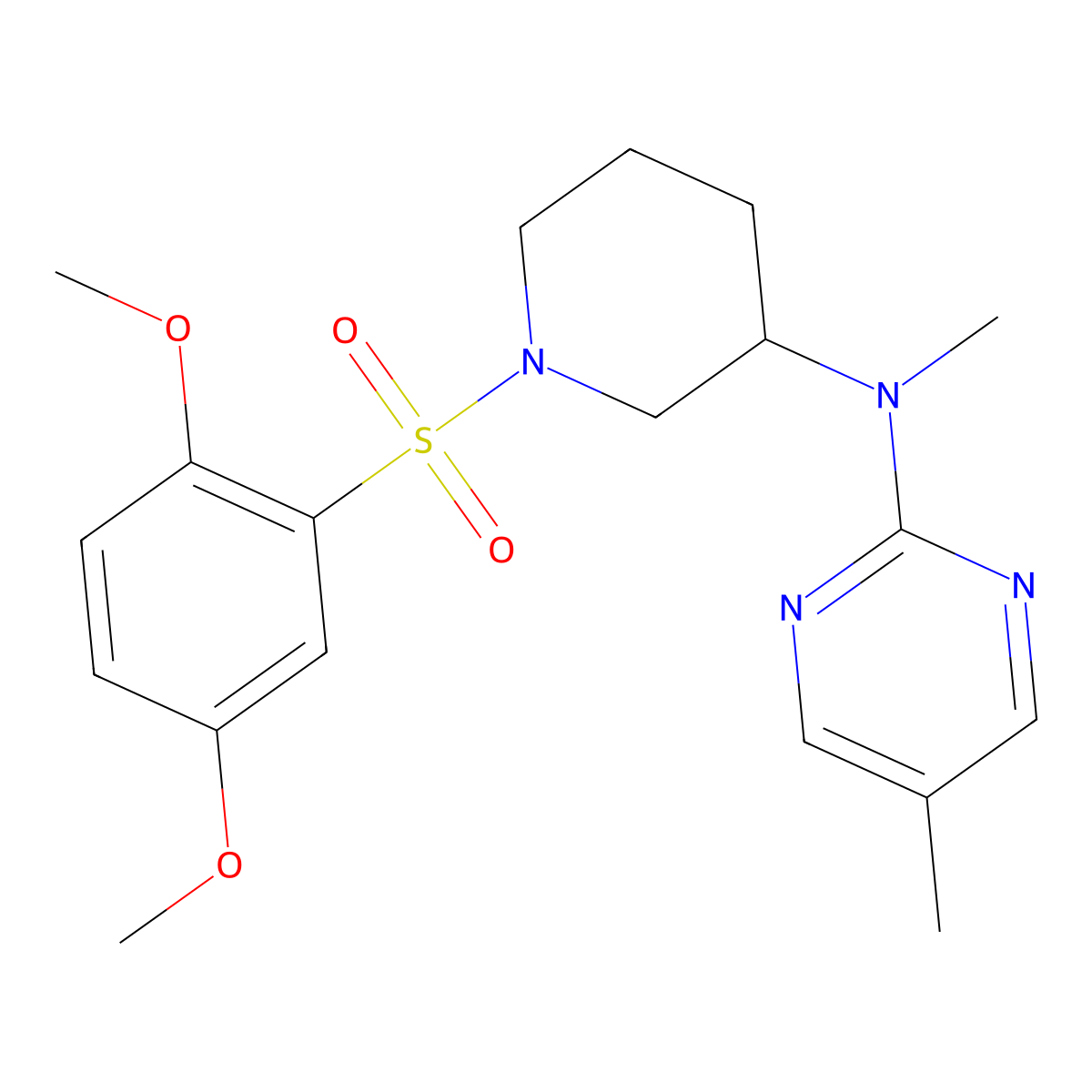 N-[1-(2,5-dimethoxybenzenesulfonyl)piperidin-3-yl]-N,5-dimethylpyrimidin-2-amine molecular structure, CAS 2741913-37-9