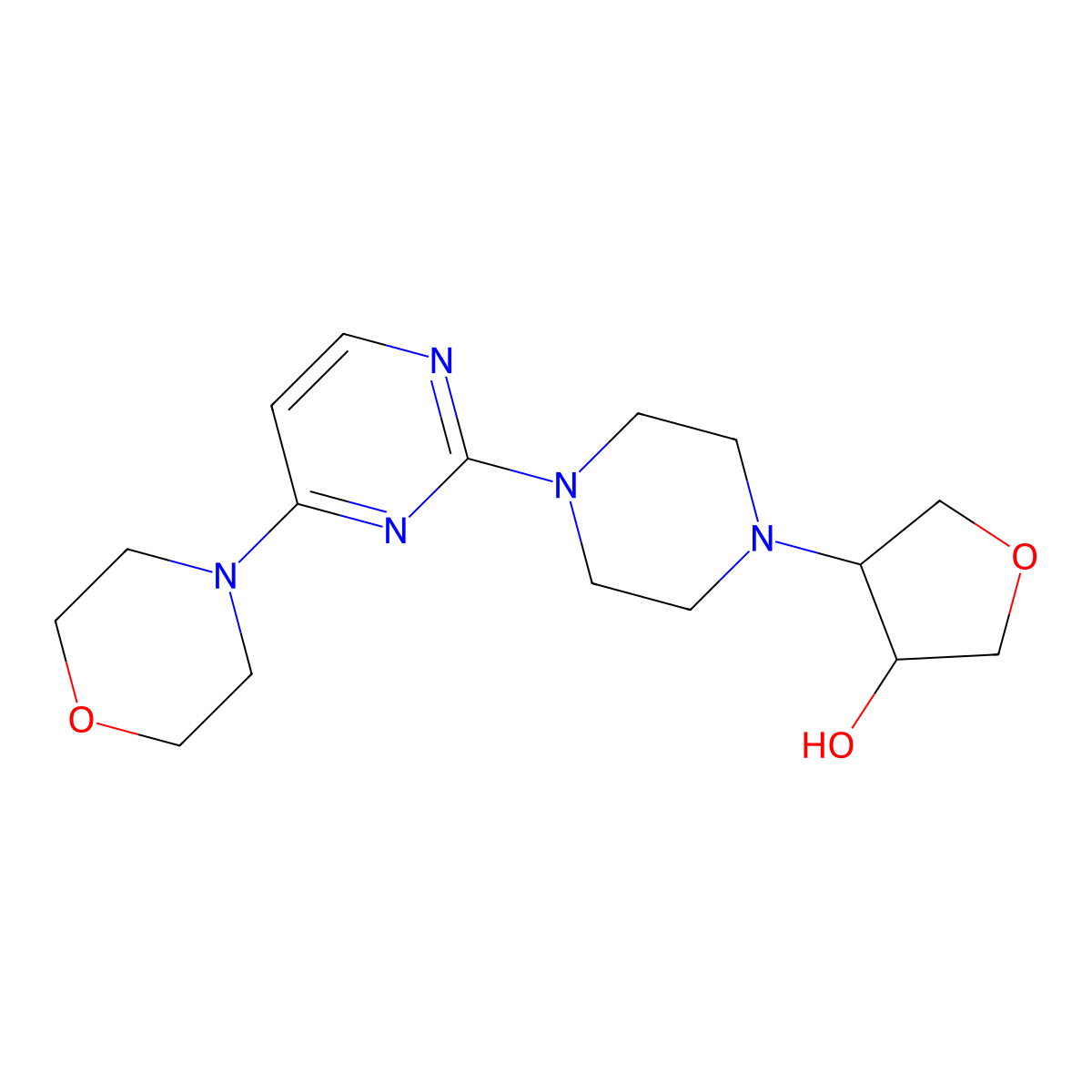 4-{4-[4-(Morpholin-4-yl)pyrimidin-2-yl]piperazin-1-yl}oxolan-3-ol molecular structure, CAS 2741913-38-0