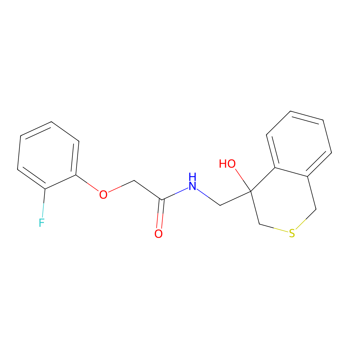 2-(2-fluorophenoxy)-N-[(4-hydroxy-3,4-dihydro-1H-2-benzothiopyran-4-yl)methyl]acetamide molecular structure, CAS 2741913-44-8
