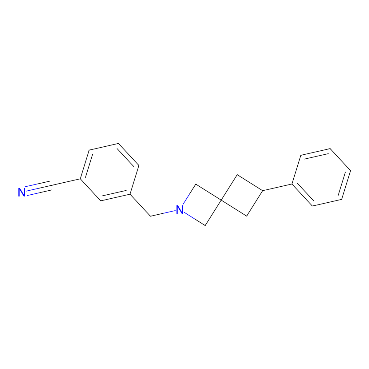 3-({6-Phenyl-2-azaspiro[3.3]heptan-2-yl}methyl)benzonitrile molecular structure, CAS 2741913-45-9