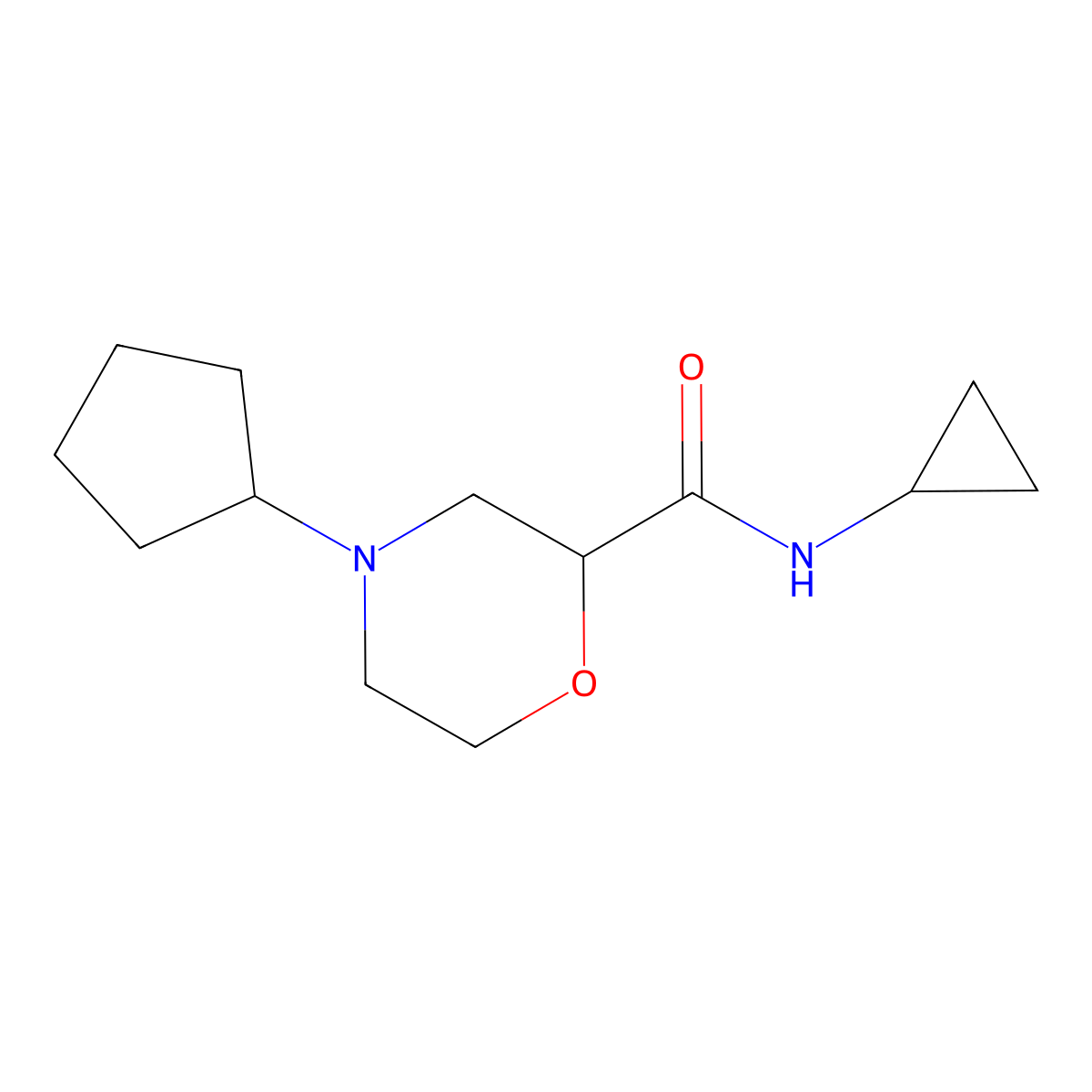 4-cyclopentyl-N-cyclopropylmorpholine-2-carboxamide molecular structure, CAS 2741913-46-0