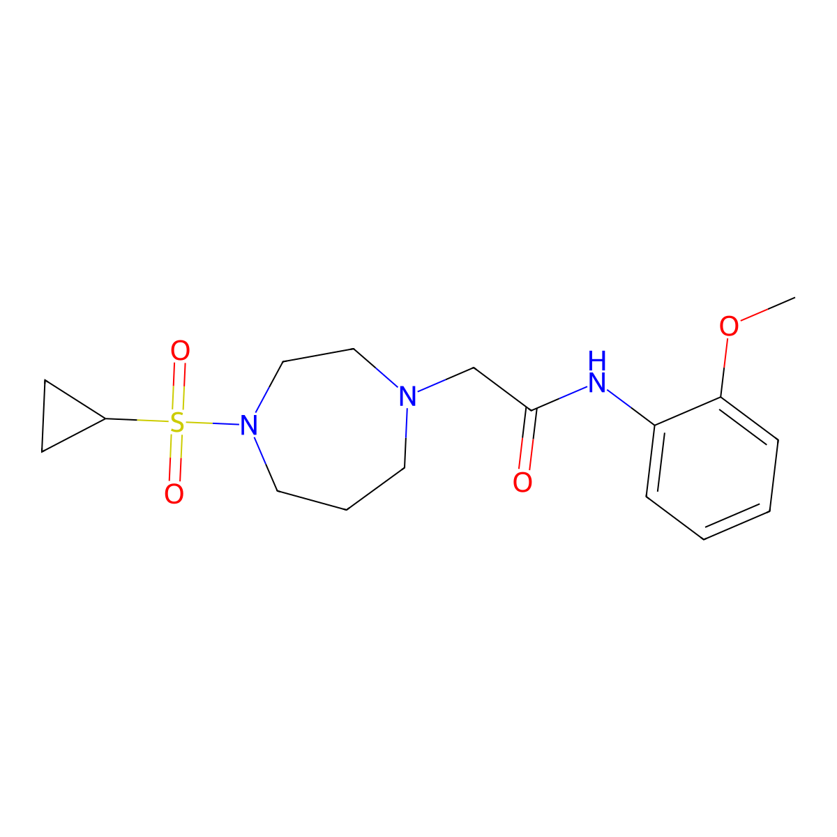 2-[4-(cyclopropanesulfonyl)-1,4-diazepan-1-yl]-N-(2-methoxyphenyl)acetamide molecular structure, CAS 2741913-48-2