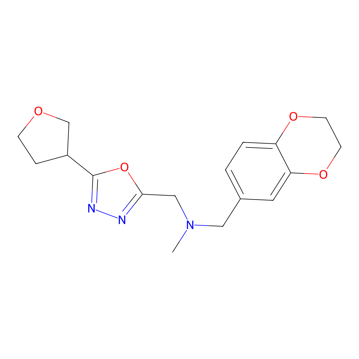 [(2,3-Dihydro-1,4-benzodioxin-6-yl)methyl](methyl){[5-(oxolan-3-yl)-1,3,4-oxadiazol-2-yl]methyl}amine molecular structure, CAS 2741913-49-3