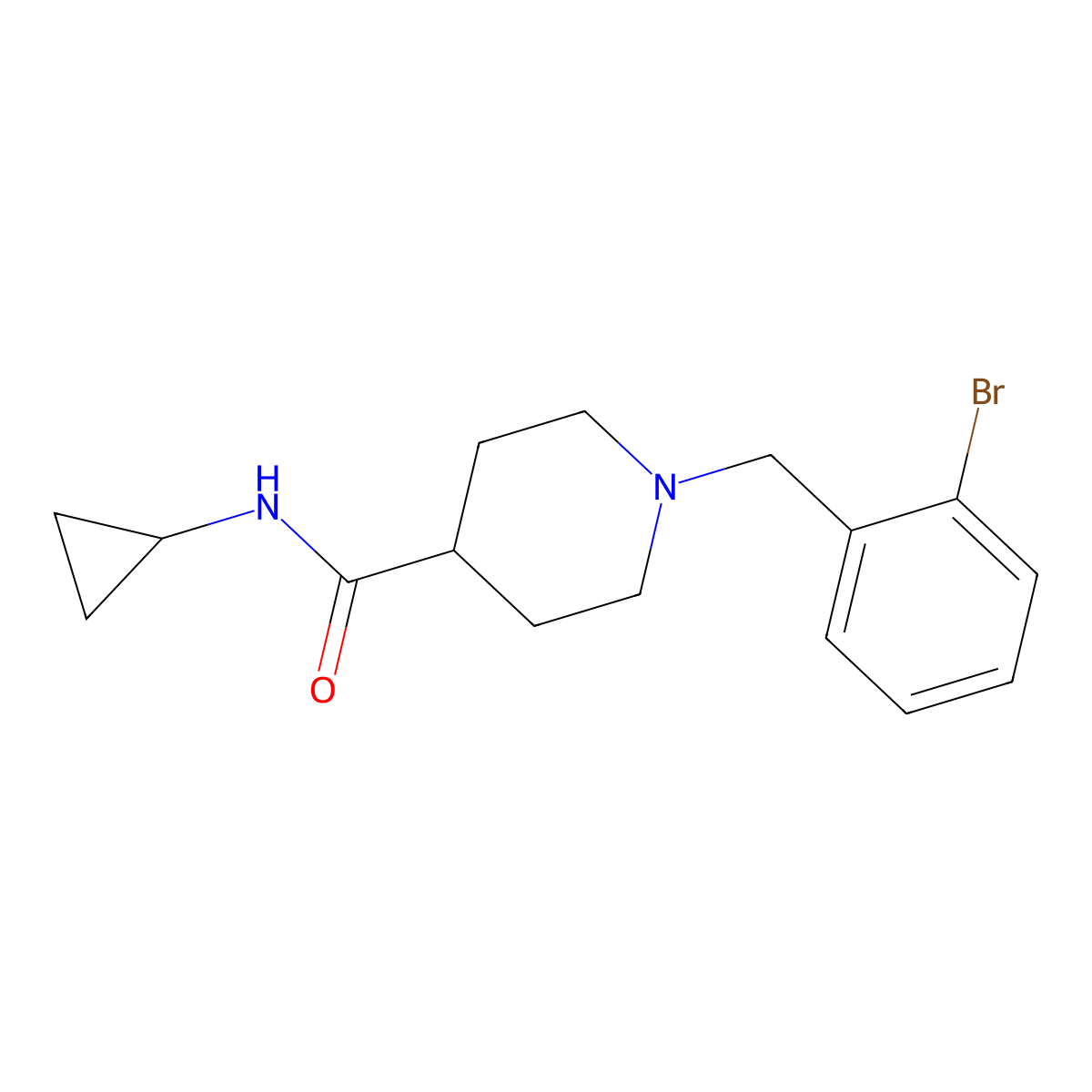 1-[(2-bromophenyl)methyl]-N-cyclopropylpiperidine-4-carboxamide molecular structure, CAS 2741913-50-6