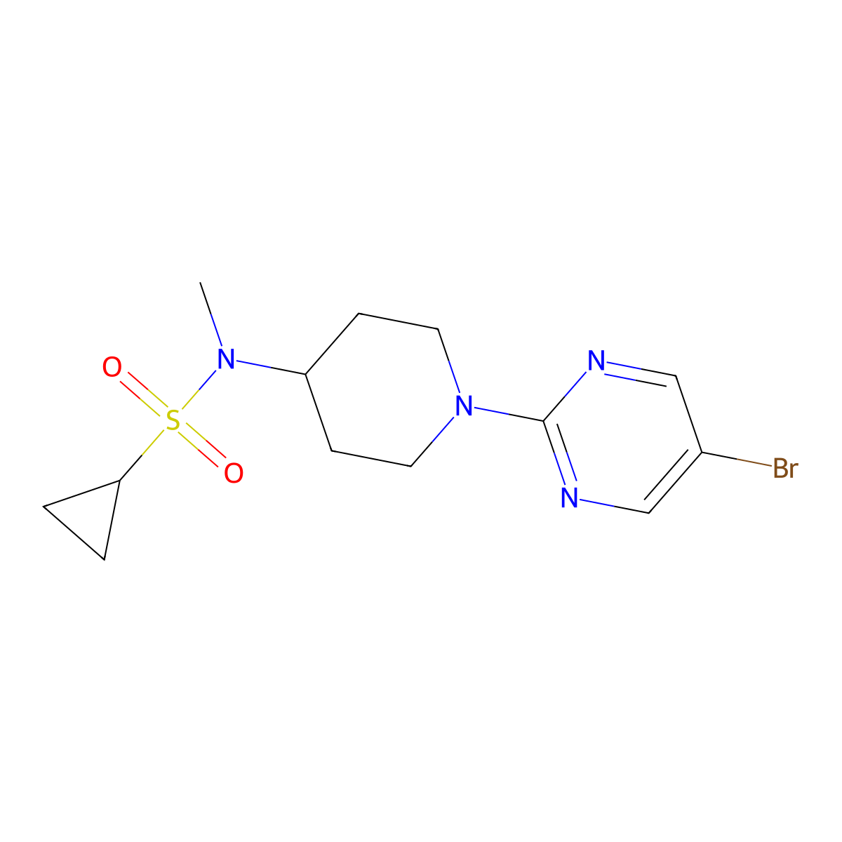 N-[1-(5-bromopyrimidin-2-yl)piperidin-4-yl]-N-methylcyclopropanesulfonamide molecular structure, CAS 2741913-51-7