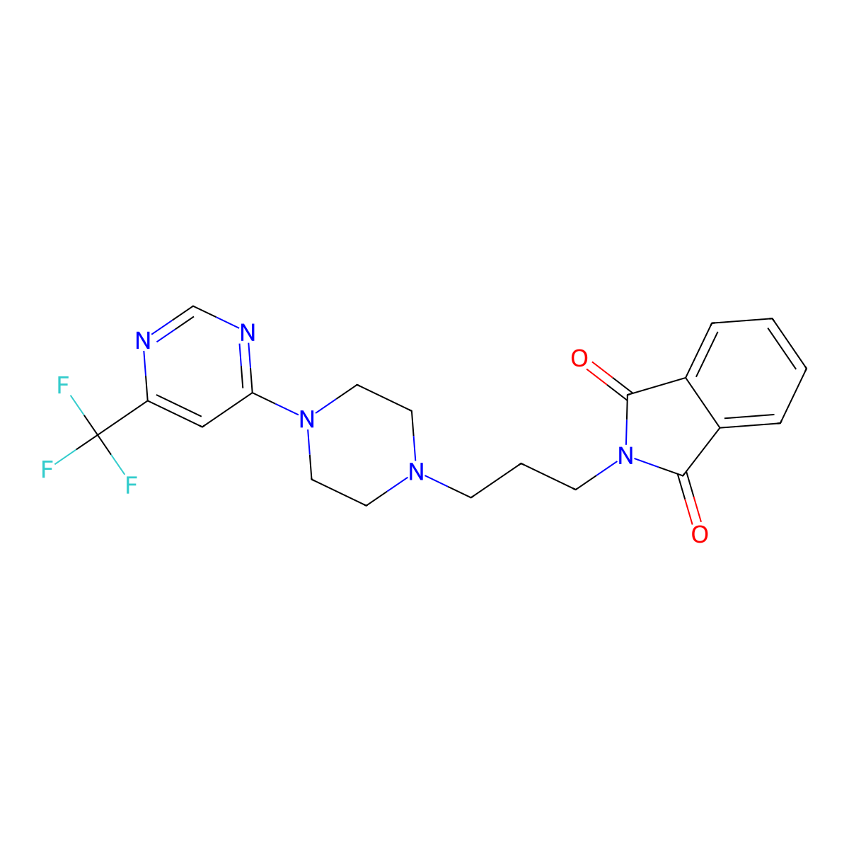 2-(3-{4-[6-(trifluoromethyl)pyrimidin-4-yl]piperazin-1-yl}propyl)-2,3-dihydro-1H-isoindole-1,3-dione molecular structure, CAS 2741913-64-2