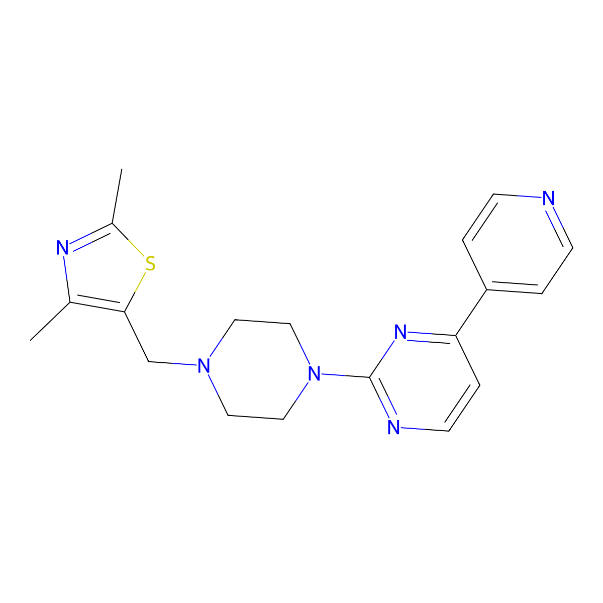 2-{4-[(2,4-Dimethyl-1,3-thiazol-5-yl)methyl]piperazin-1-yl}-4-(pyridin-4-yl)pyrimidine molecular structure, CAS 2741913-69-7