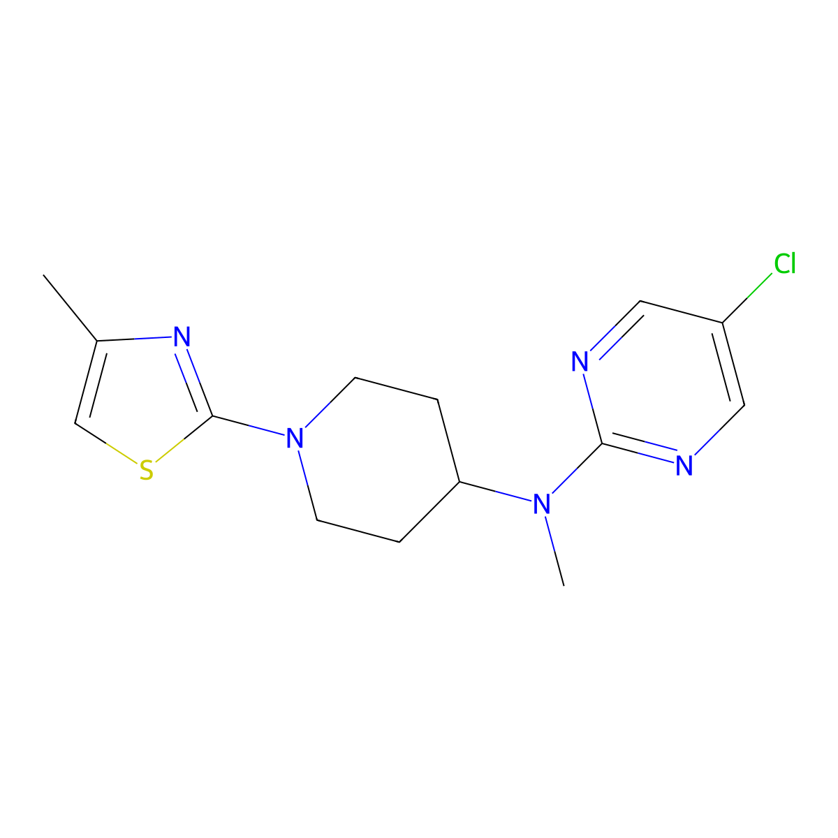 5-chloro-N-methyl-N-[1-(4-methyl-1,3-thiazol-2-yl)piperidin-4-yl]pyrimidin-2-amine molecular structure, CAS 2741913-72-2