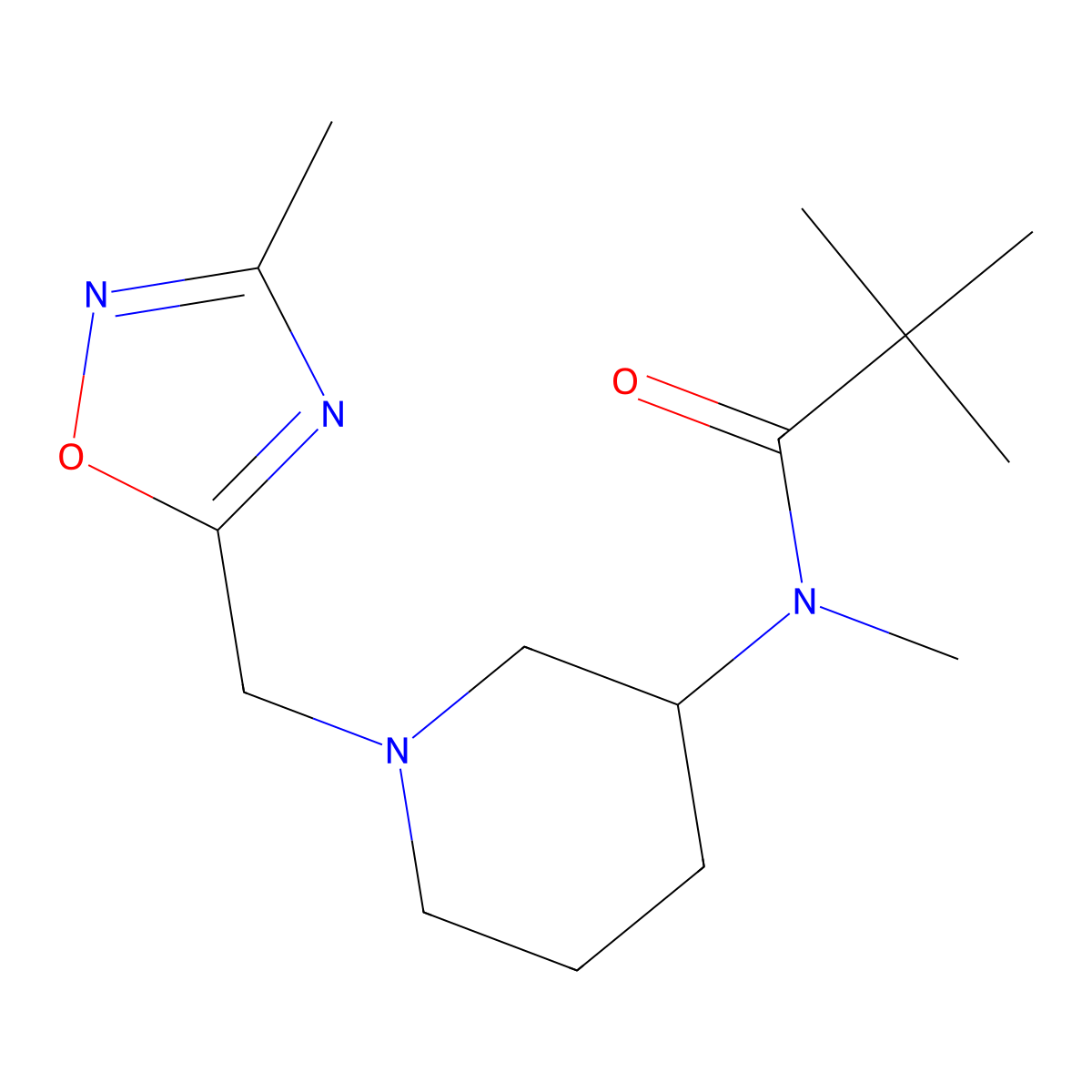 N,2,2-trimethyl-N-{1-[(3-methyl-1,2,4-oxadiazol-5-yl)methyl]piperidin-3-yl}propanamide molecular structure, CAS 2741913-75-5