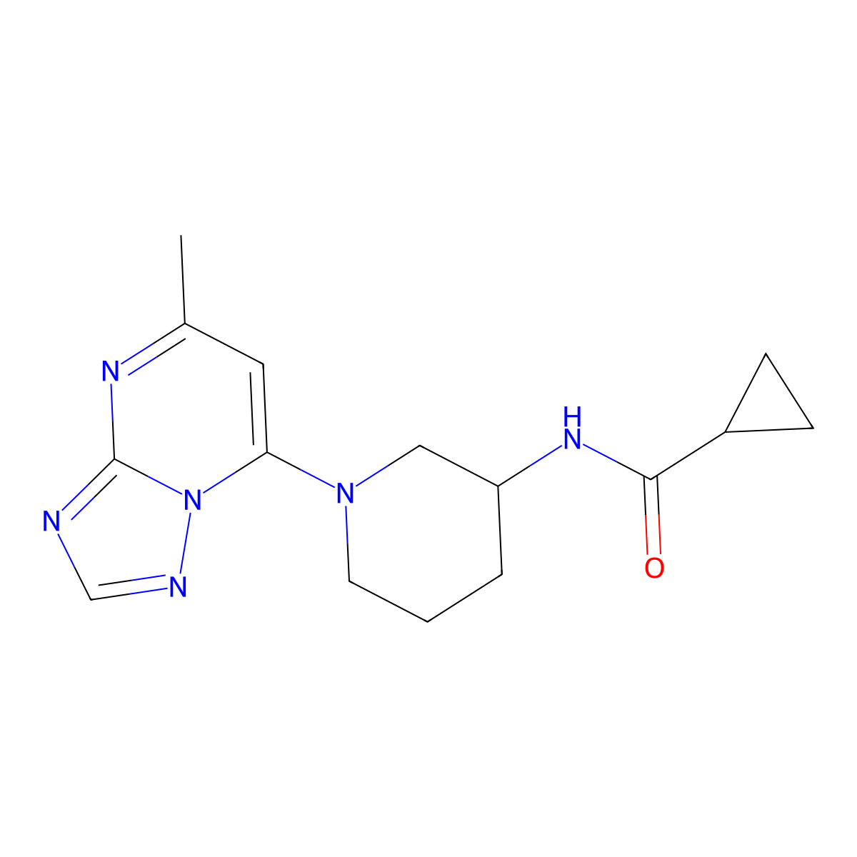 N-(1-{5-methyl-[1,2,4]triazolo[1,5-a]pyrimidin-7-yl}piperidin-3-yl)cyclopropanecarboxamide molecular structure, CAS 2741913-78-8