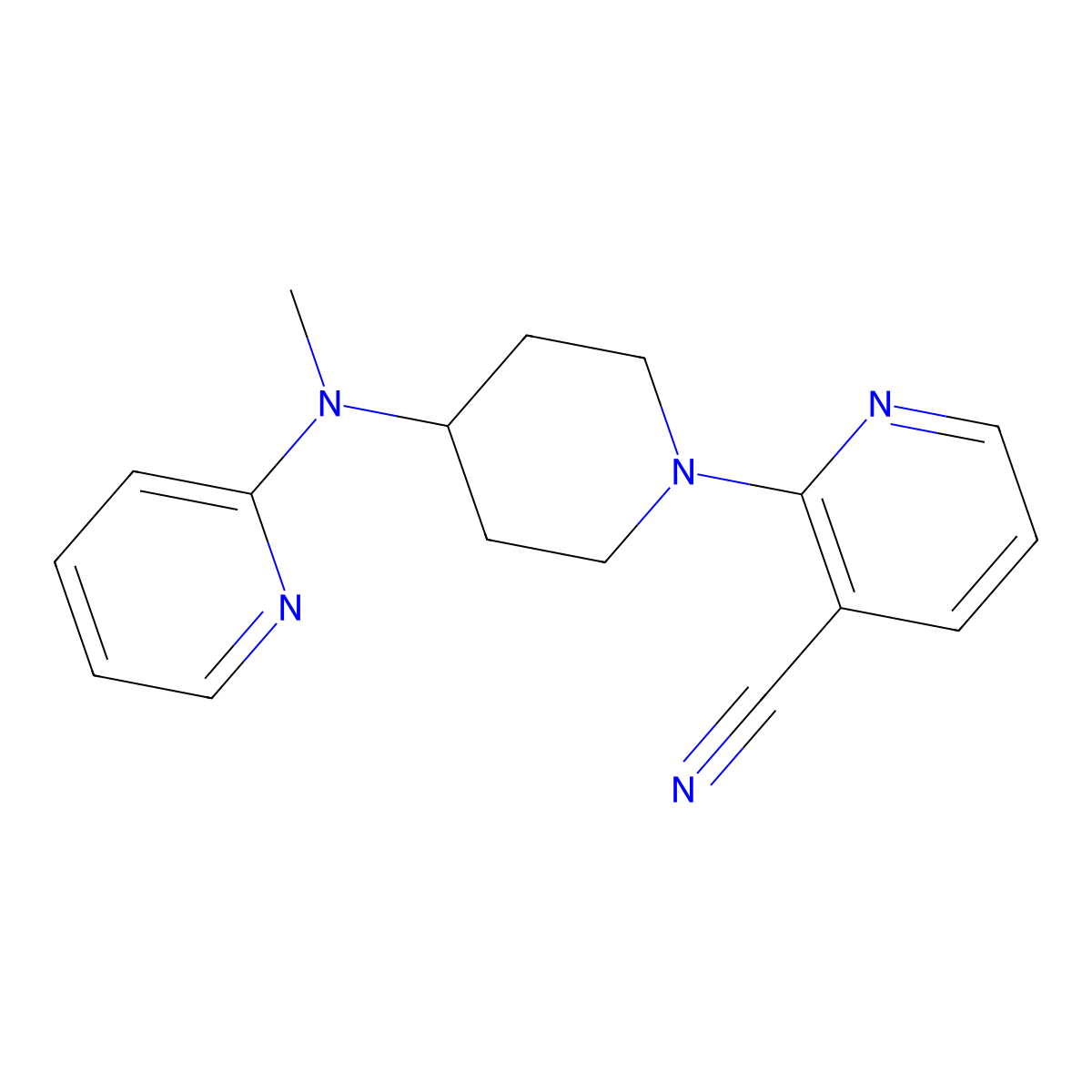 2-{4-[Methyl(pyridin-2-yl)amino]piperidin-1-yl}pyridine-3-carbonitrile molecular structure, CAS 2741913-79-9