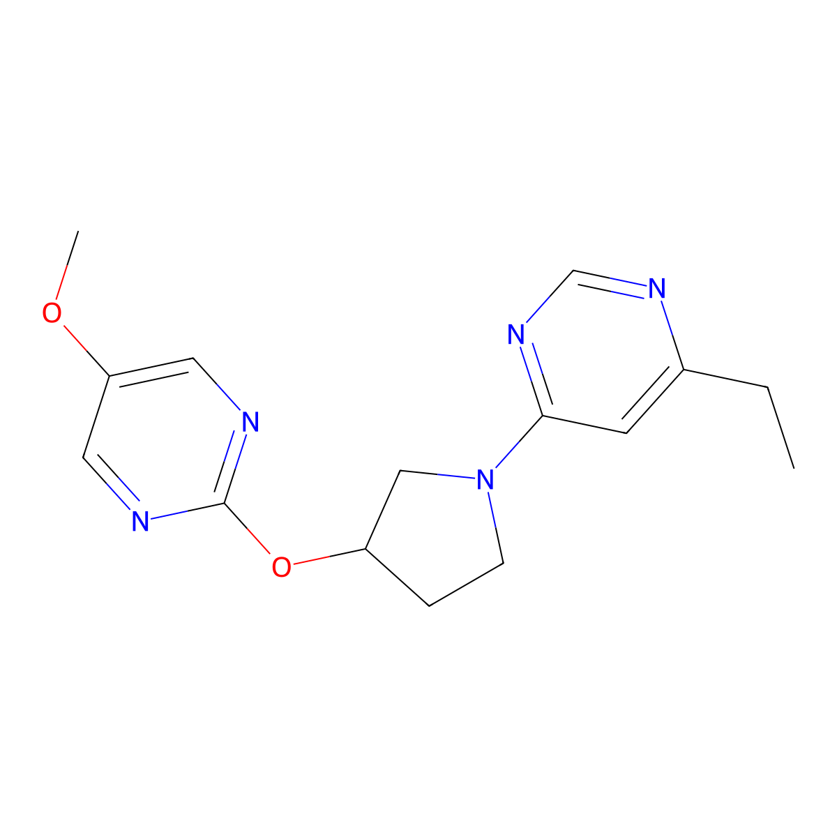 4-Ethyl-6-{3-[(5-methoxypyrimidin-2-yl)oxy]pyrrolidin-1-yl}pyrimidine molecular structure, CAS 2741913-83-5
