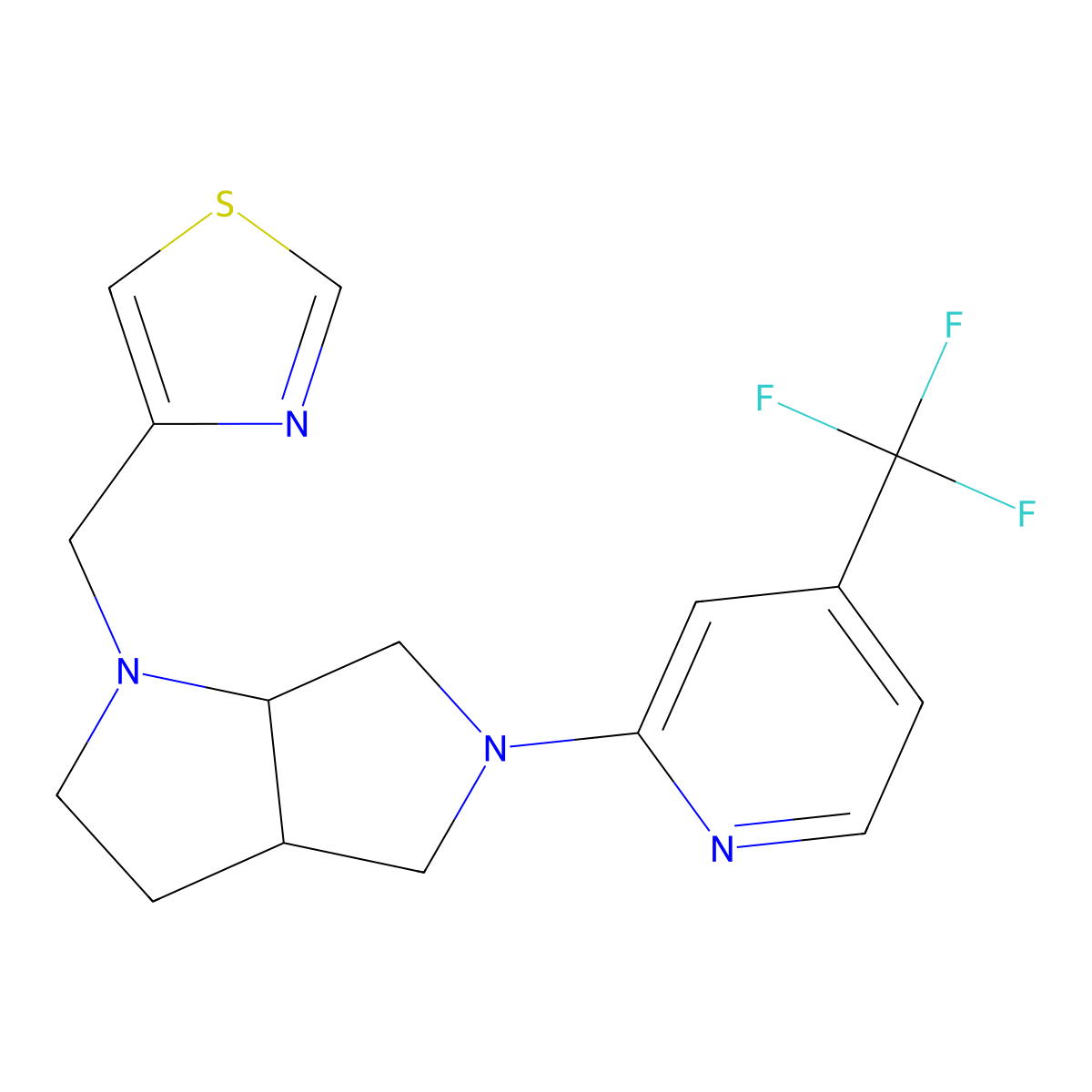 2-{1-[(1,3-Thiazol-4-yl)methyl]-octahydropyrrolo[2,3-c]pyrrol-5-yl}-4-(trifluoromethyl)pyridine molecular structure, CAS 2741913-87-9