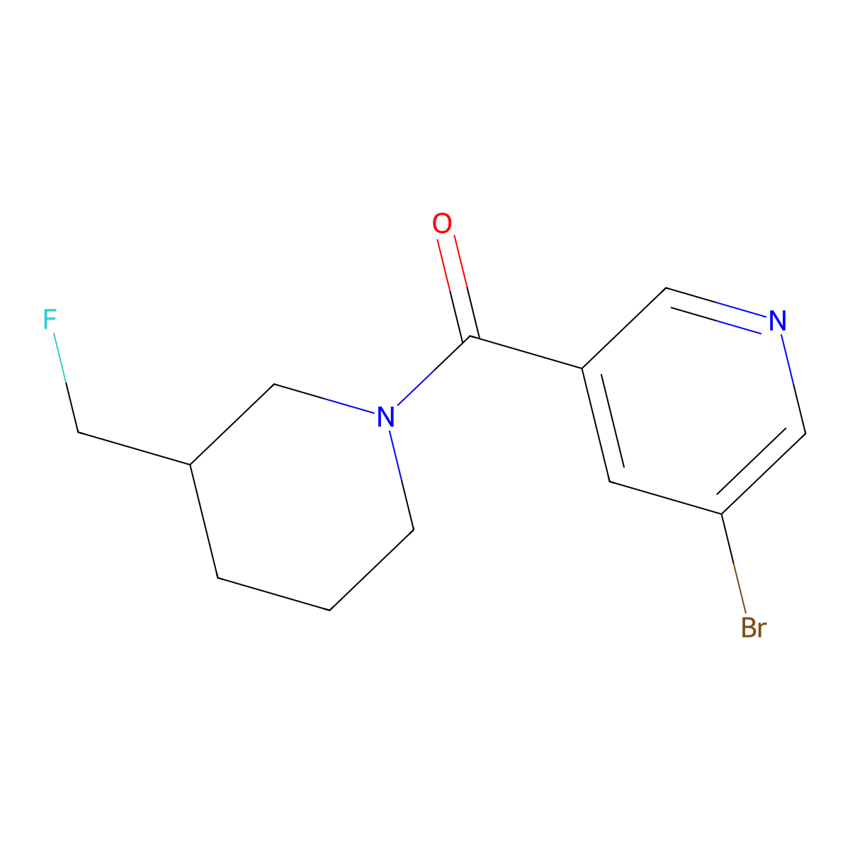 3-Bromo-5-[3-(fluoromethyl)piperidine-1-carbonyl]pyridine molecular structure, CAS 2741914-02-1