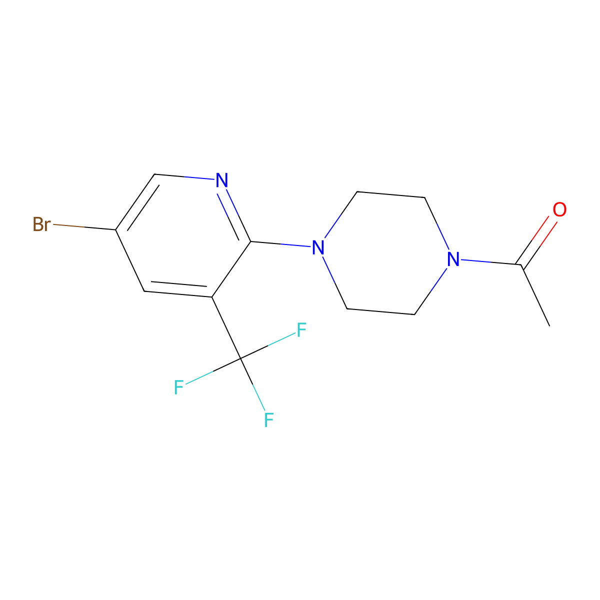1-{4-[5-Bromo-3-(trifluoromethyl)pyridin-2-yl]piperazin-1-yl}ethan-1-one molecular structure, CAS 2741914-03-2