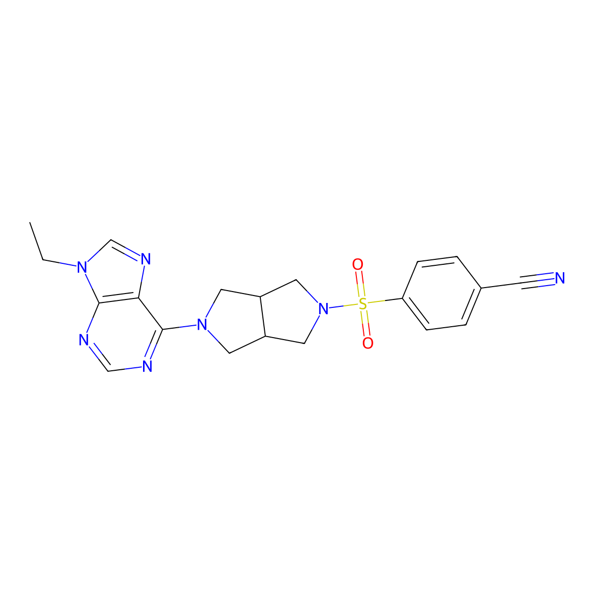 4-{[5-(9-ethyl-9H-purin-6-yl)-octahydropyrrolo[3,4-c]pyrrol-2-yl]sulfonyl}benzonitrile molecular structure, CAS 2741914-16-7