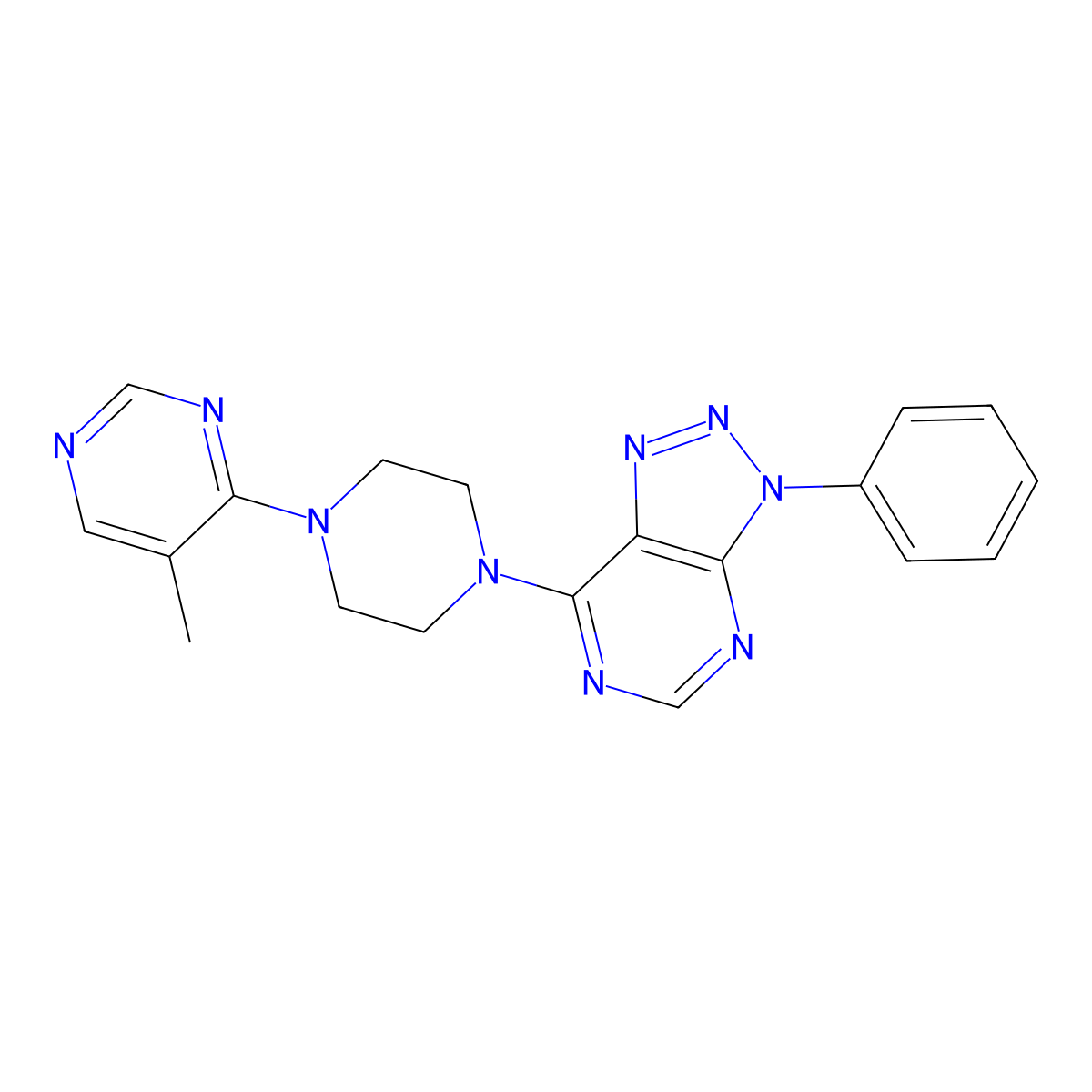 5-methyl-4-(4-{3-phenyl-3H-[1,2,3]triazolo[4,5-d]pyrimidin-7-yl}piperazin-1-yl)pyrimidine molecular structure, CAS 2741914-17-8