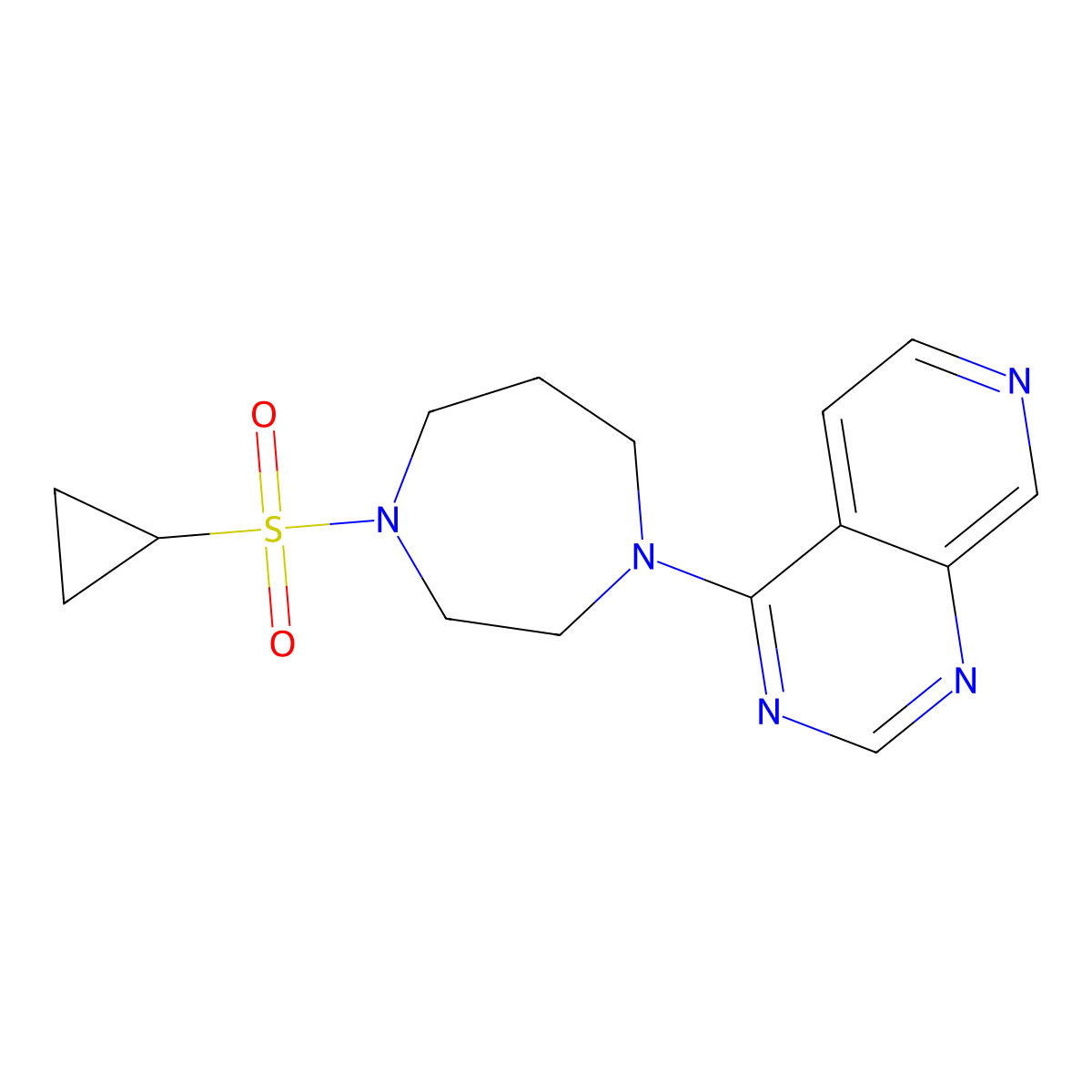 1-(Cyclopropanesulfonyl)-4-{pyrido[3,4-d]pyrimidin-4-yl}-1,4-diazepane molecular structure, CAS 2741914-20-3