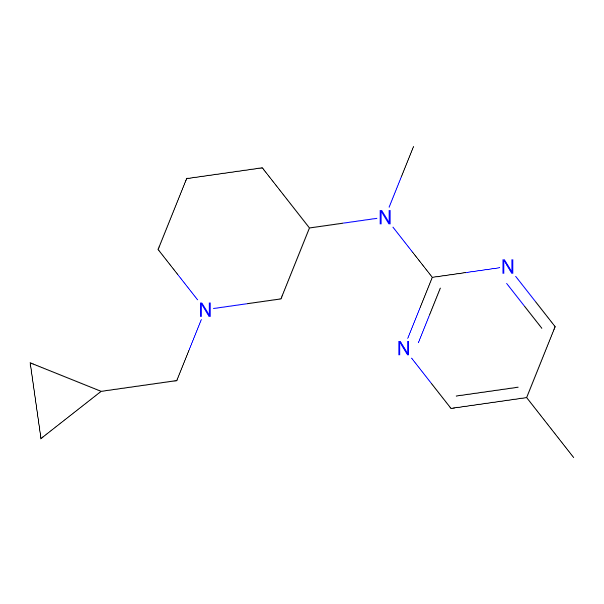 N-[1-(cyclopropylmethyl)piperidin-3-yl]-N,5-dimethylpyrimidin-2-amine molecular structure, CAS 2741914-22-5
