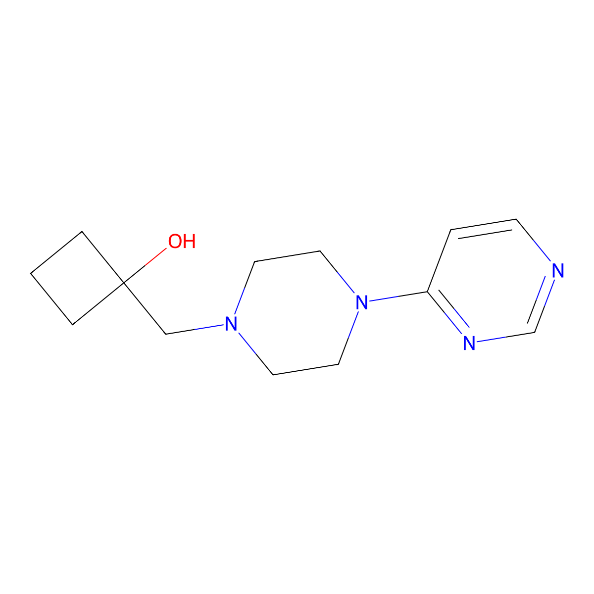 1-{[4-(Pyrimidin-4-yl)piperazin-1-yl]methyl}cyclobutan-1-ol molecular structure, CAS 2741914-23-6