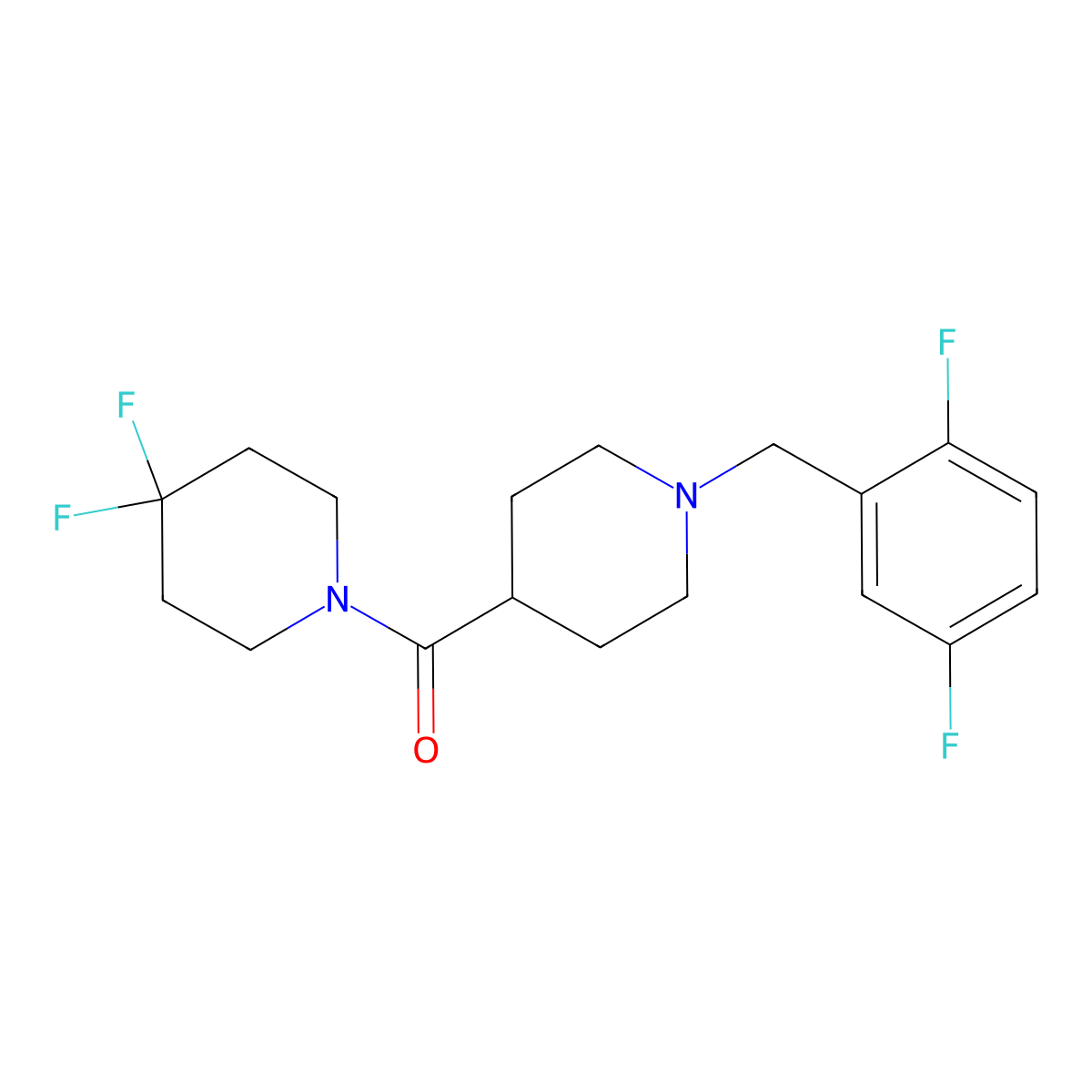 1-{1-[(2,5-Difluorophenyl)methyl]piperidine-4-carbonyl}-4,4-difluoropiperidine molecular structure, CAS 2741914-38-3